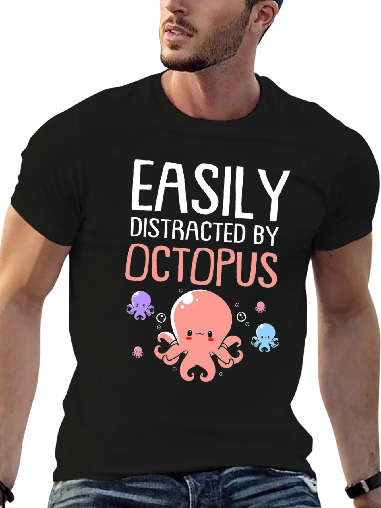 Easily Distracted By Octopus Graphic T-Shirt