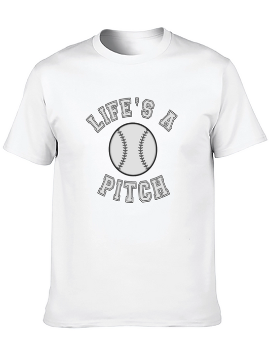 Lifes a Pitch Baseball T-Shirt - Black Cotton Tee