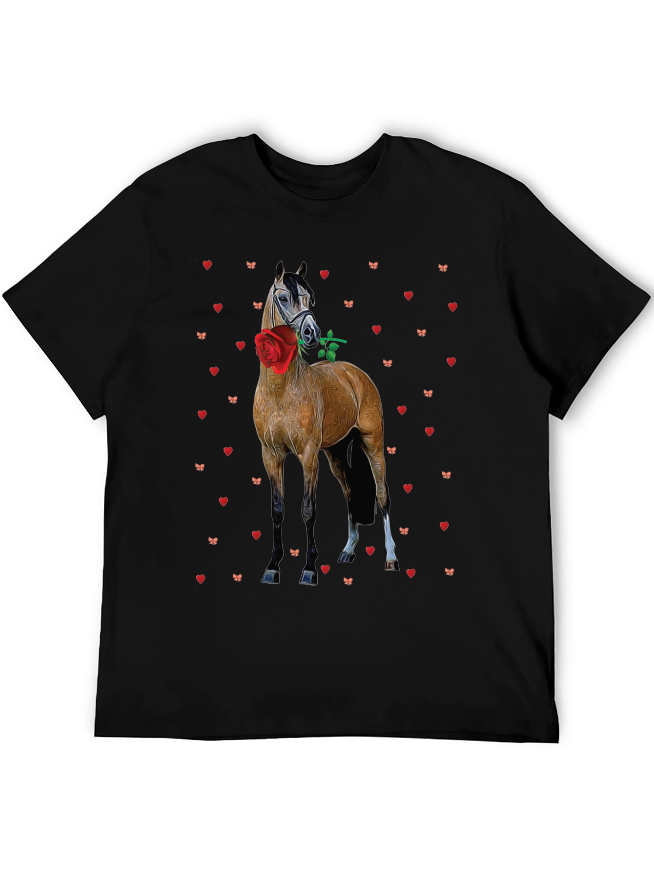 Horse with Rose Valentines Day Graphic Tee
