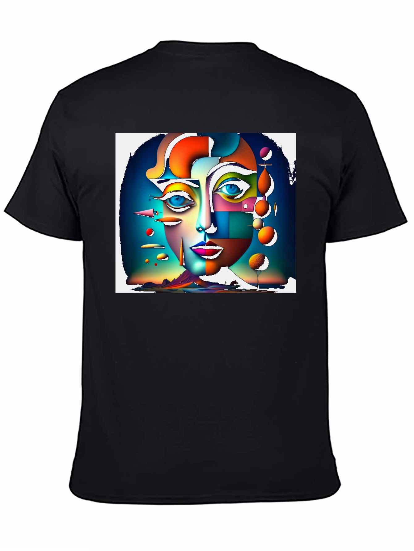 Abstract Face Graphic Black T-Shirt
