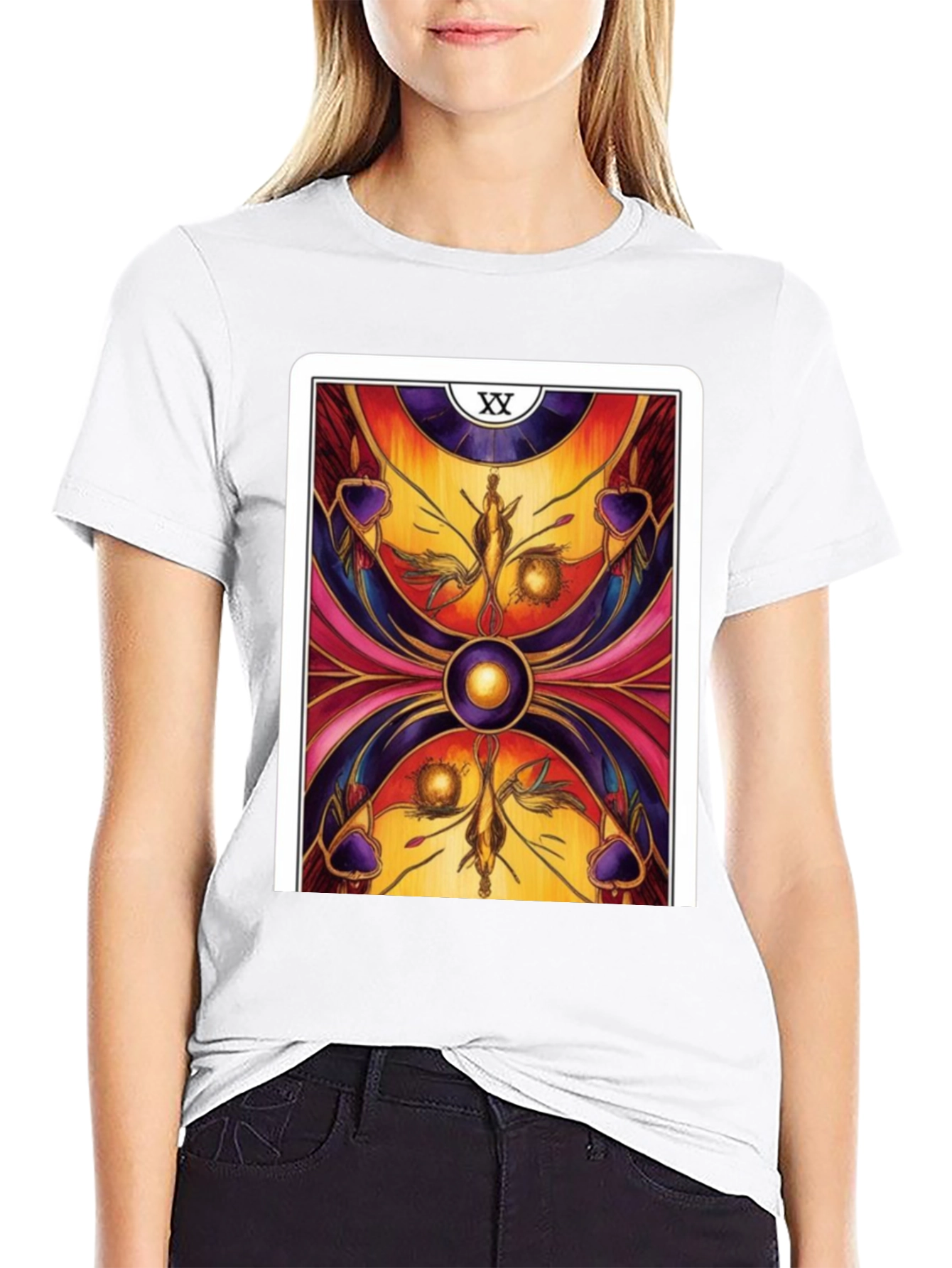 Tarot Card Graphic T-Shirt - Black Cotton Tee