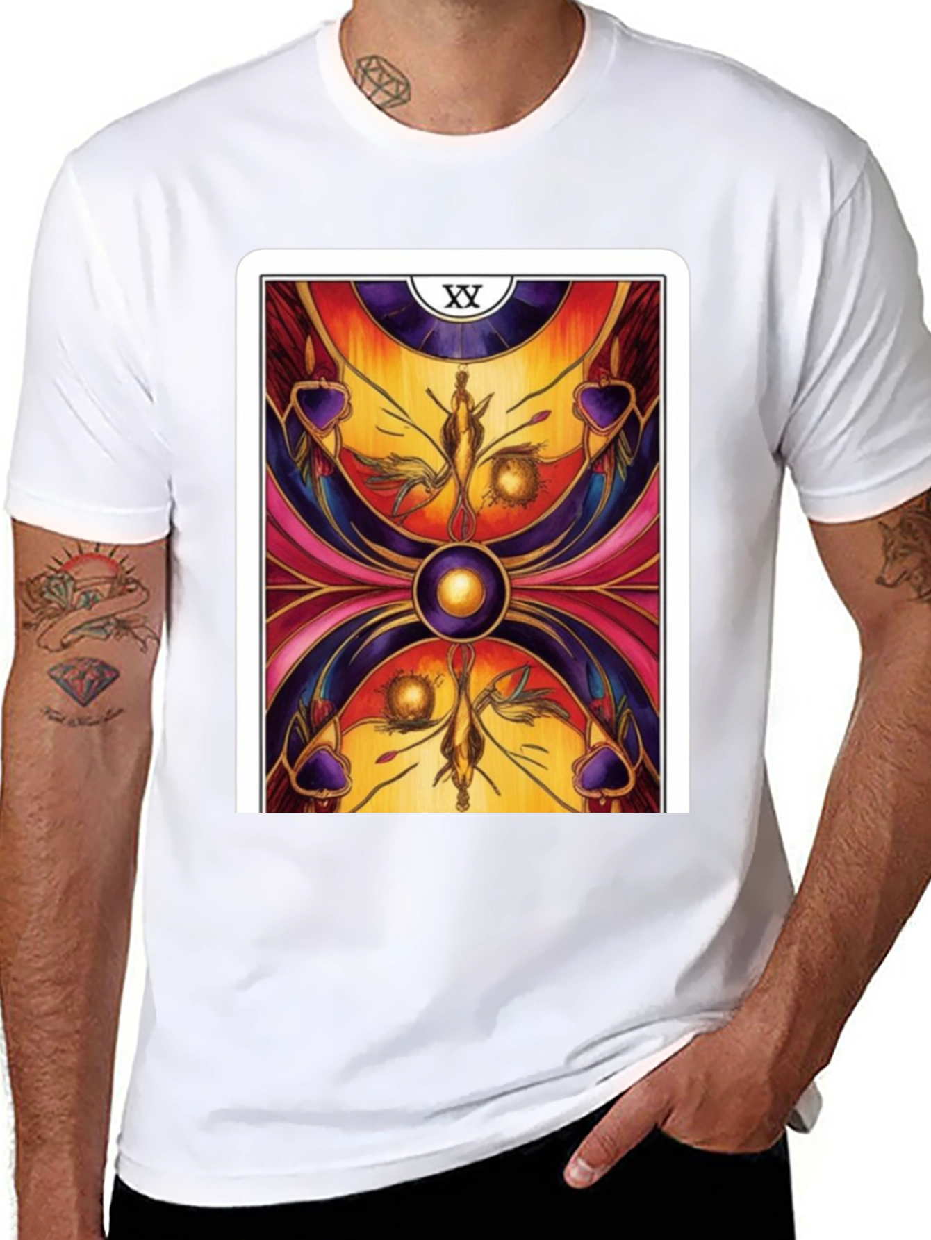 Tarot Card Graphic T-Shirt - Black Cotton Tee