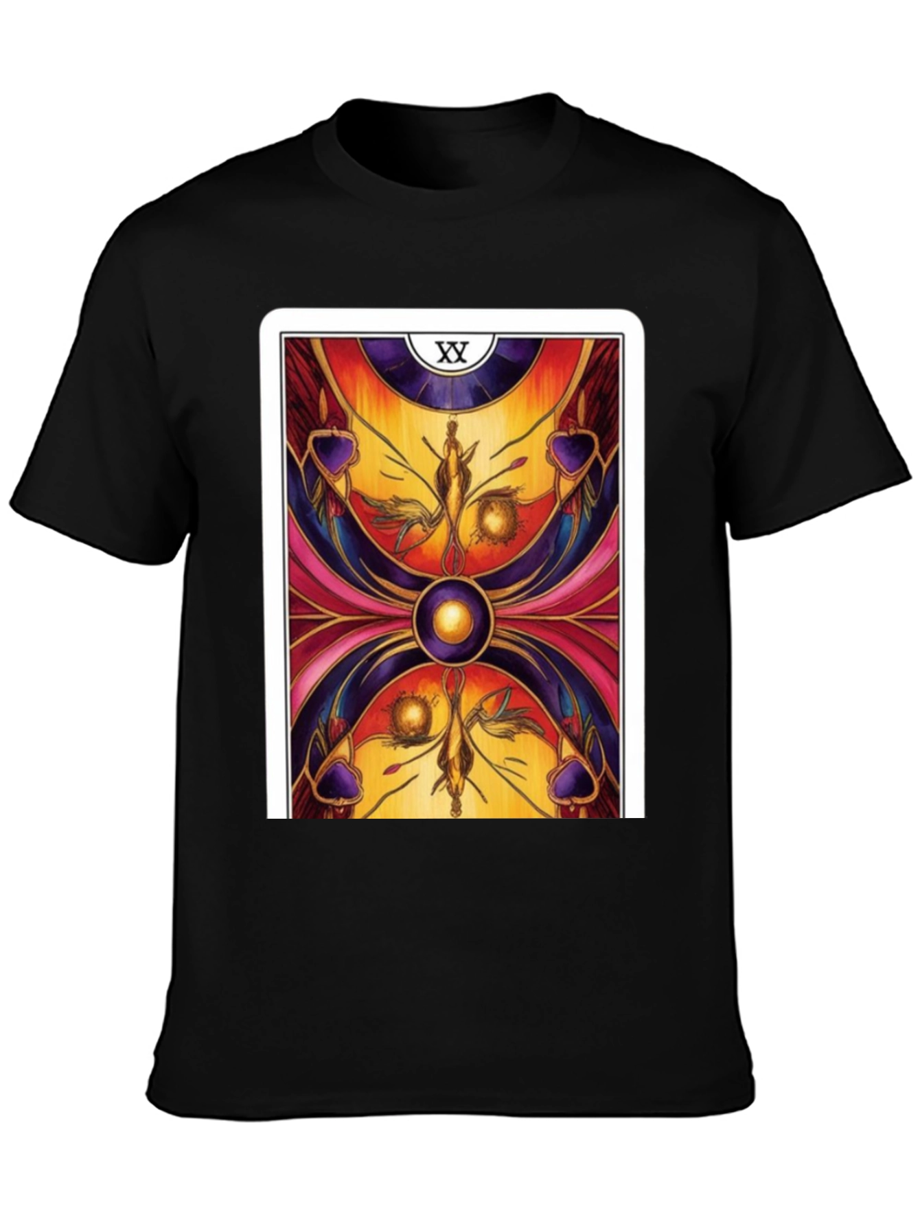 Tarot Card Graphic T-Shirt - Black Cotton Tee