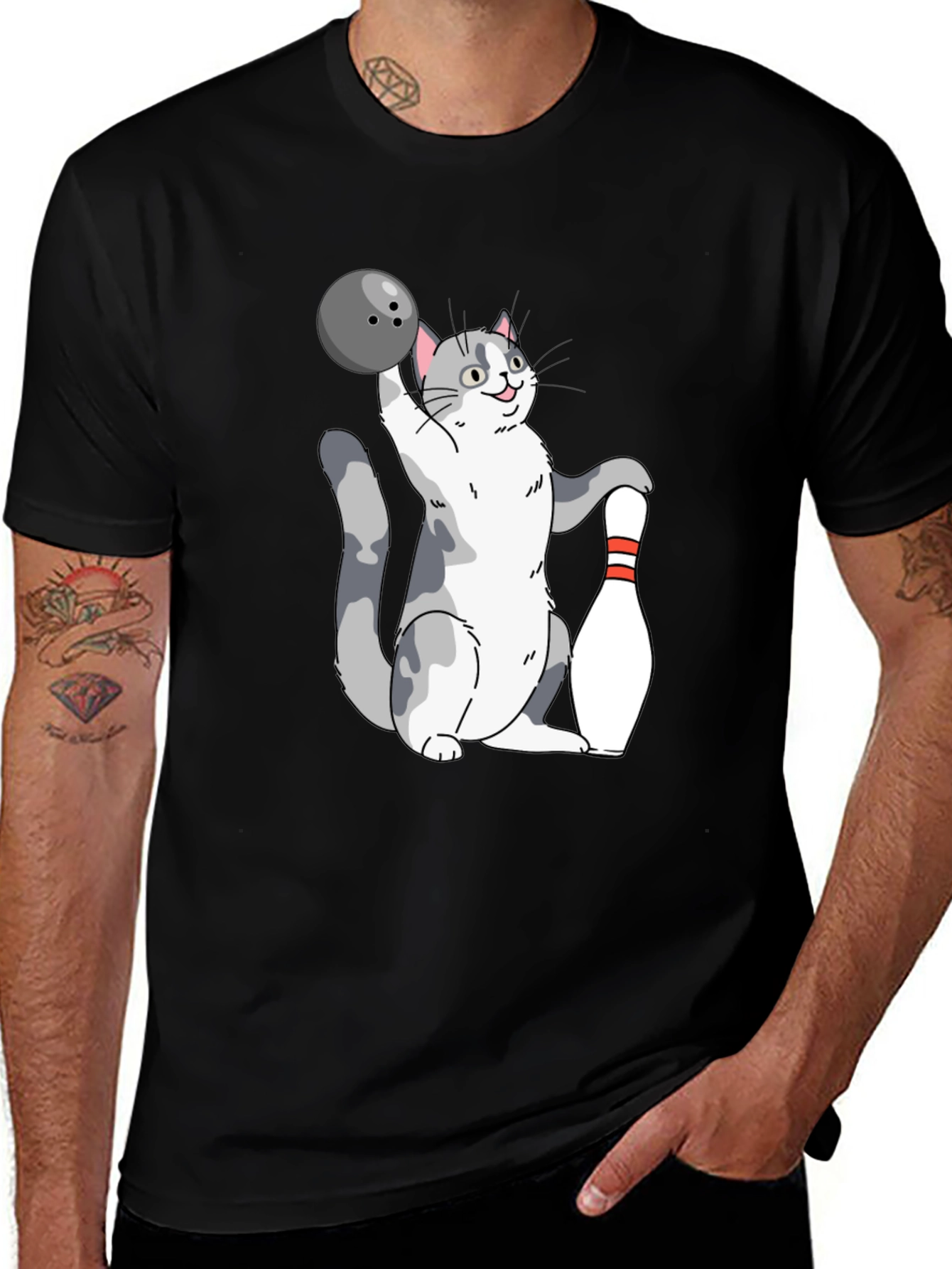 Cat Bowling T-Shirt - Strike a Pose!