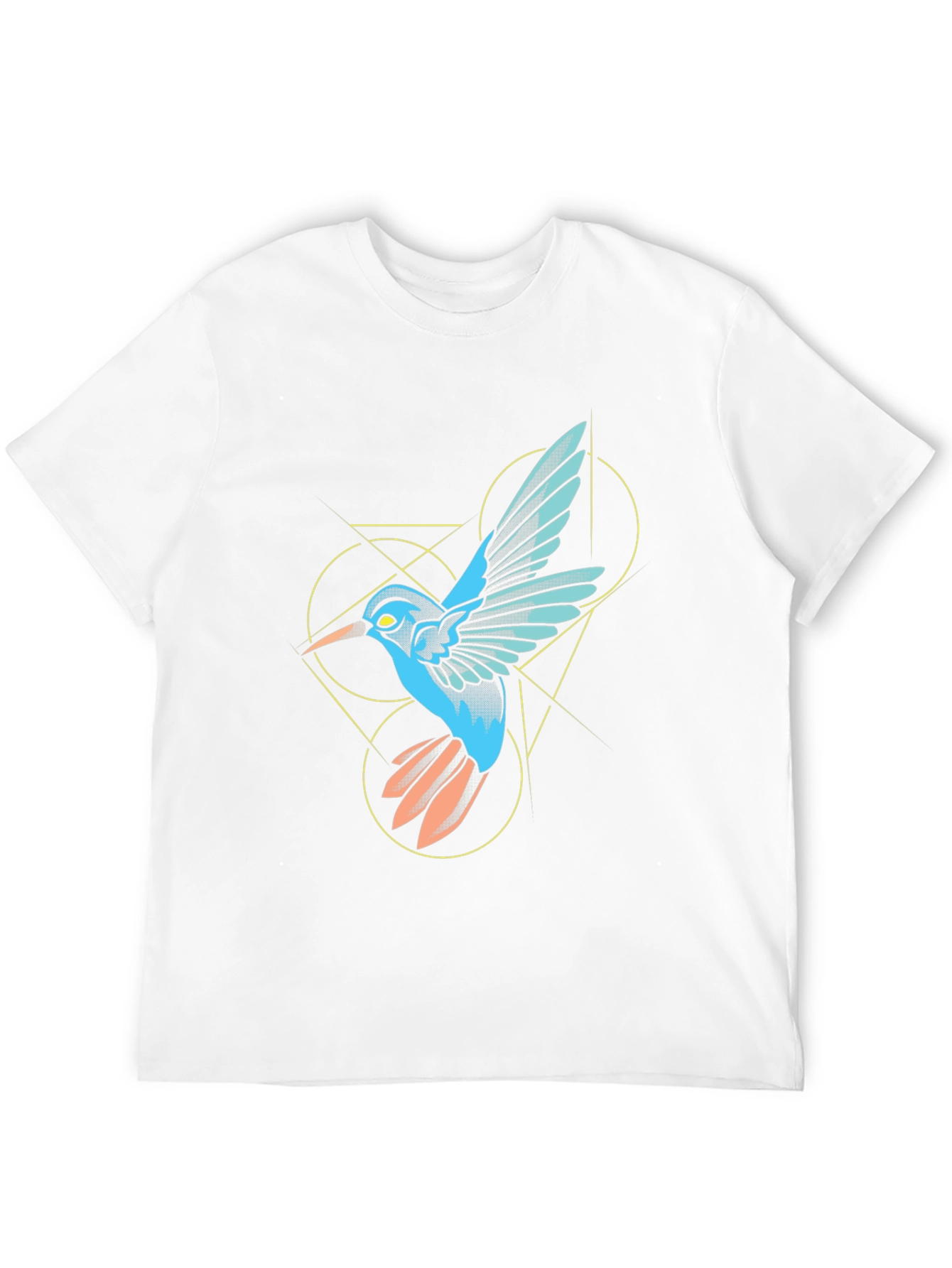 Geometric Hummingbird Graphic Black T-Shirt