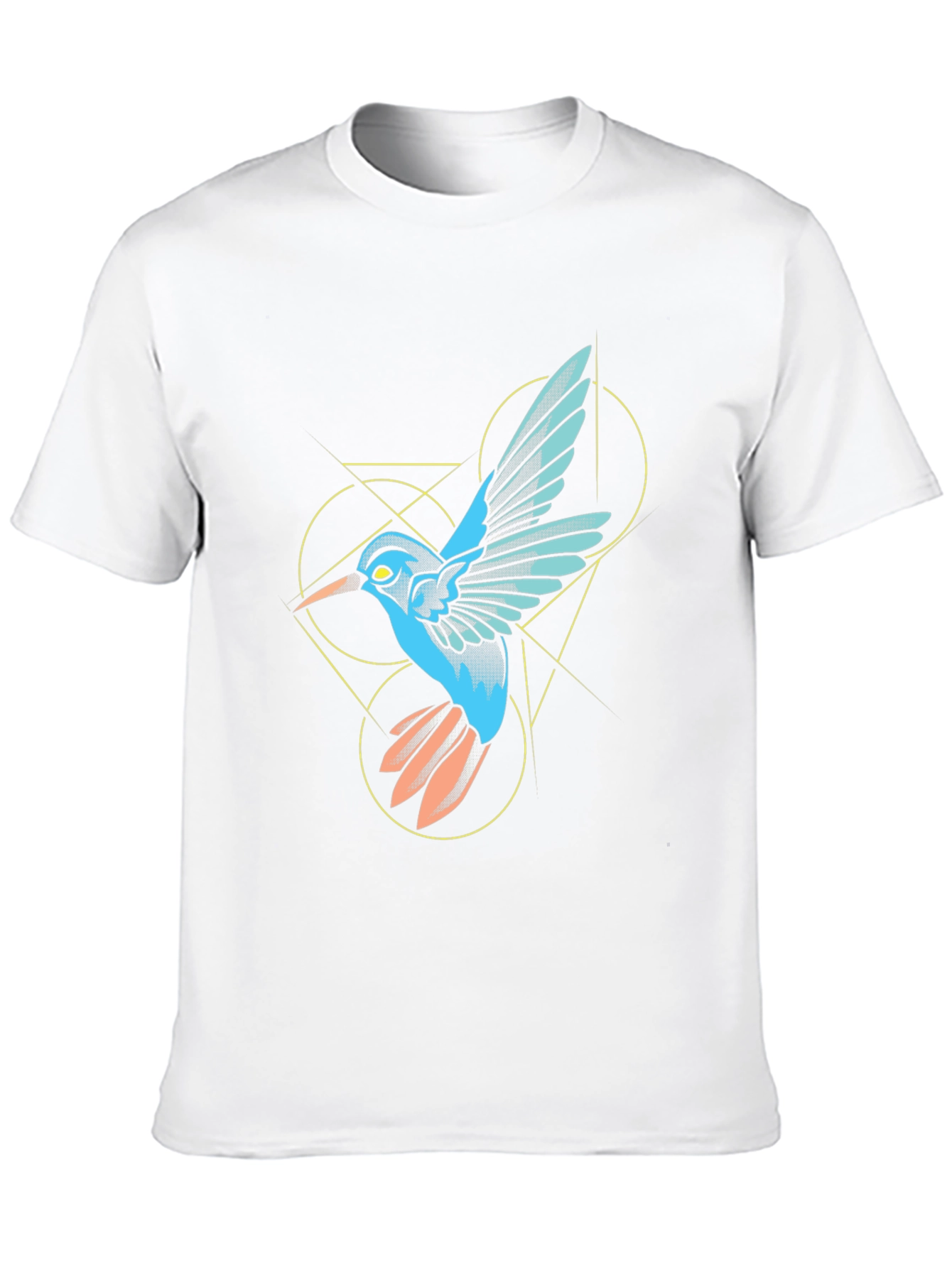 Geometric Hummingbird Graphic Black T-Shirt
