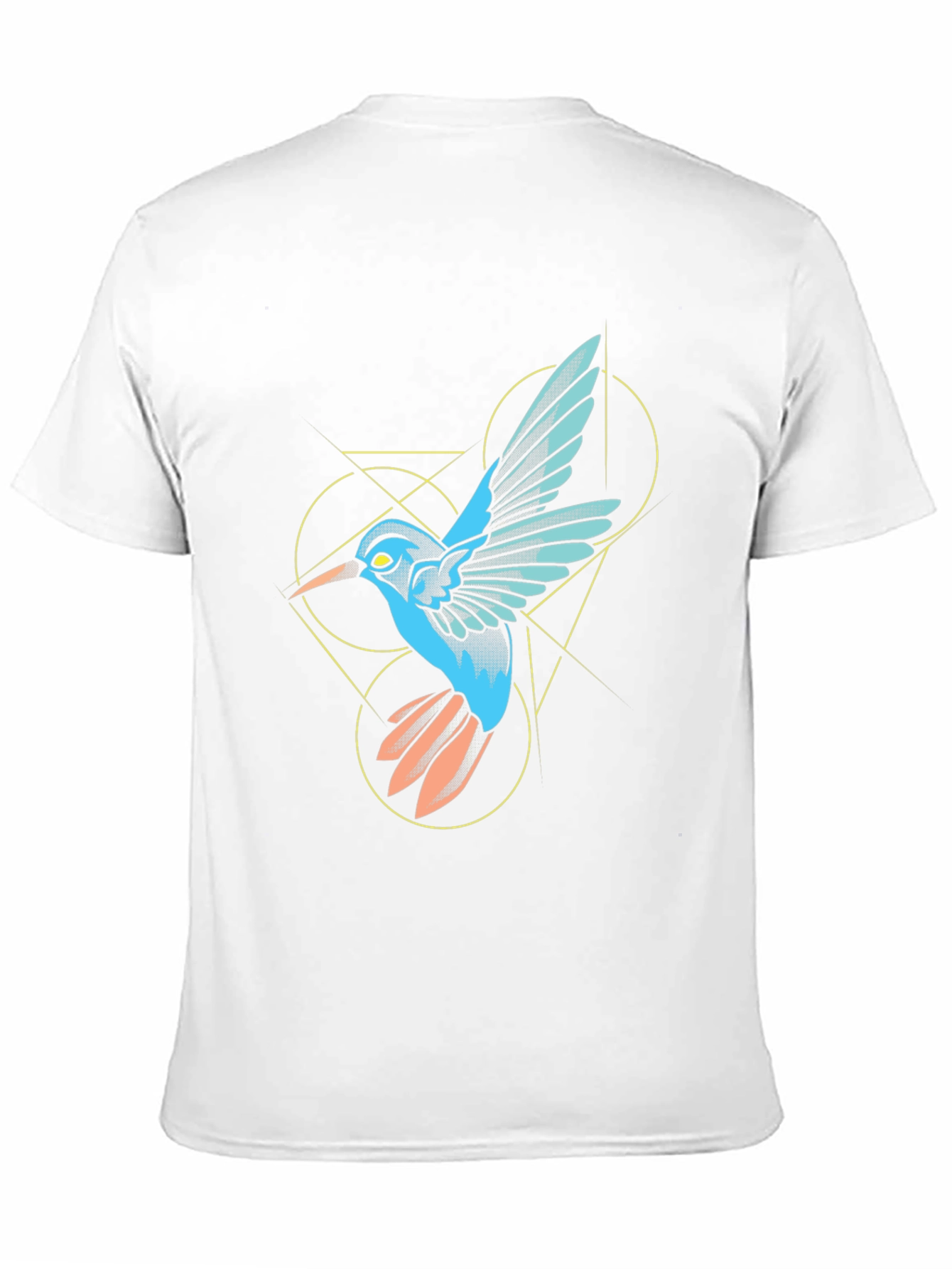 Geometric Hummingbird Graphic Black T-Shirt