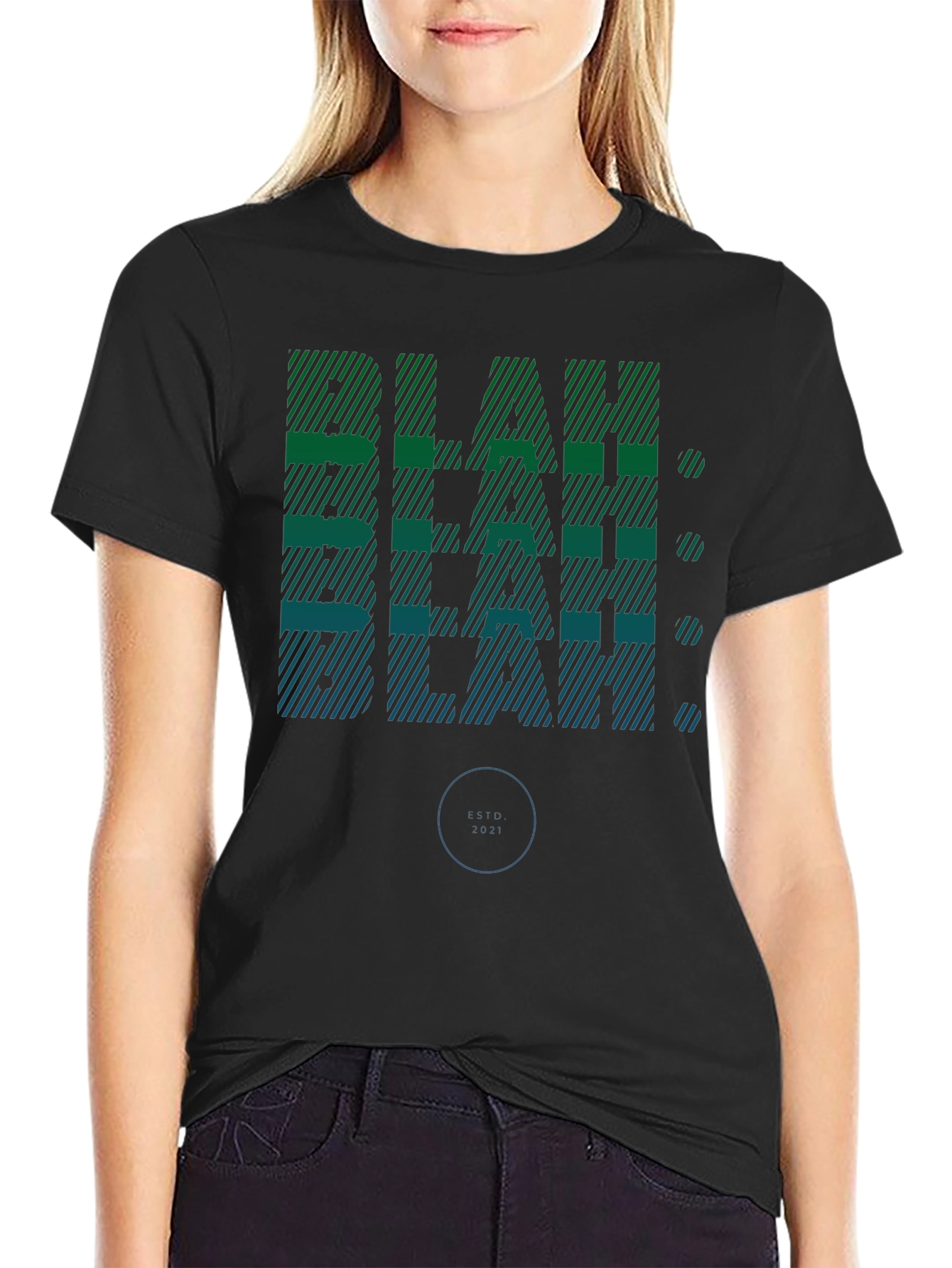 Blah Graphic Print Mens Black T-Shirt