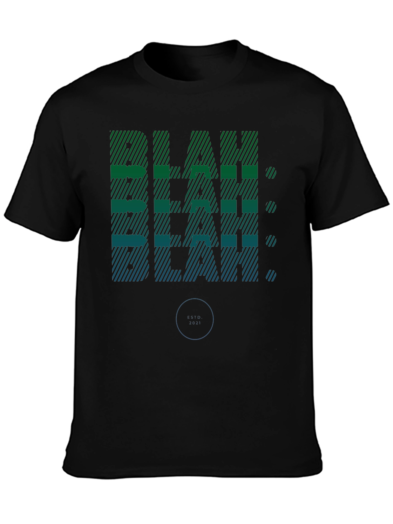 Blah Graphic Print Mens Black T-Shirt