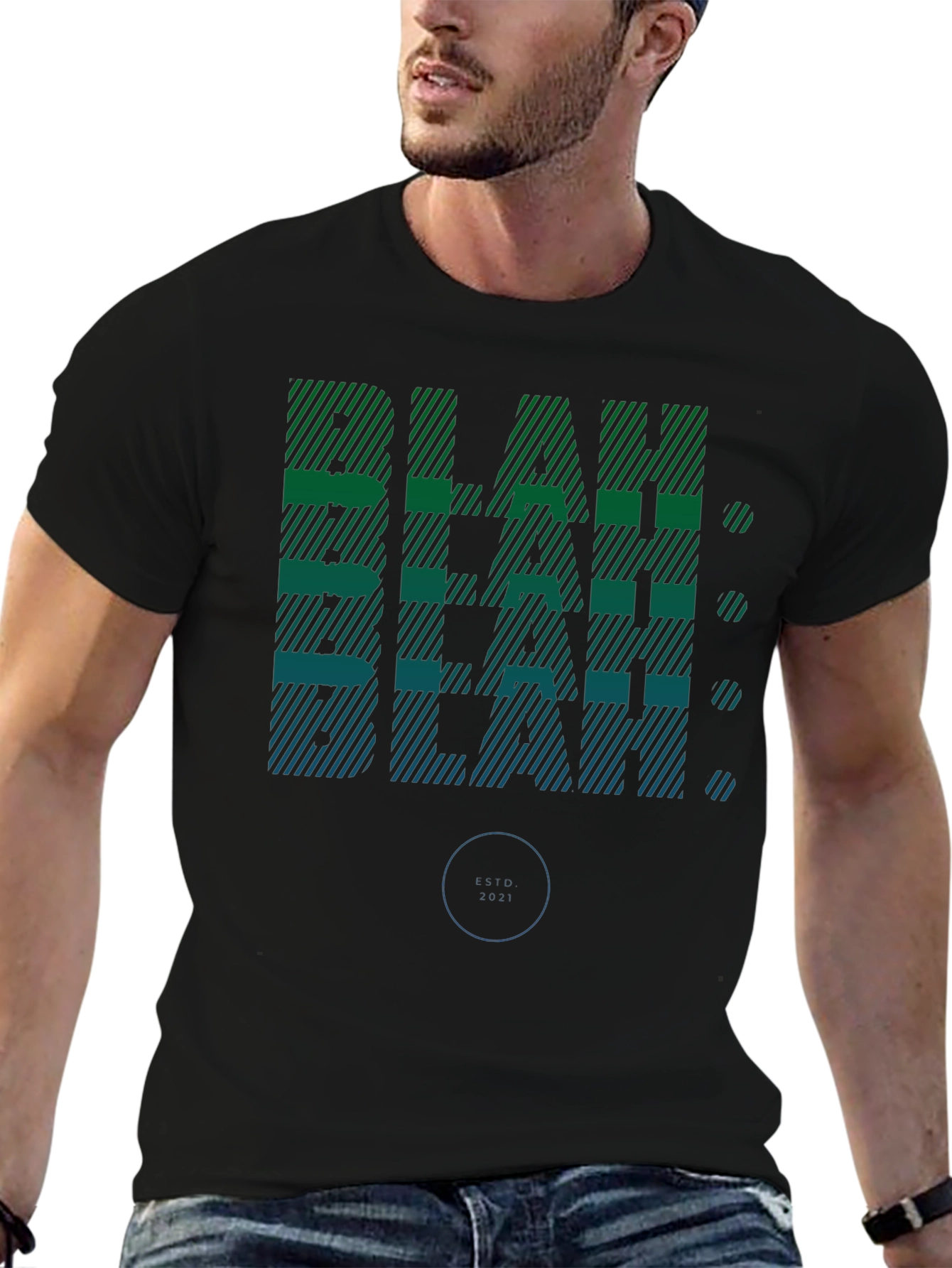 Blah Graphic Print Mens Black T-Shirt