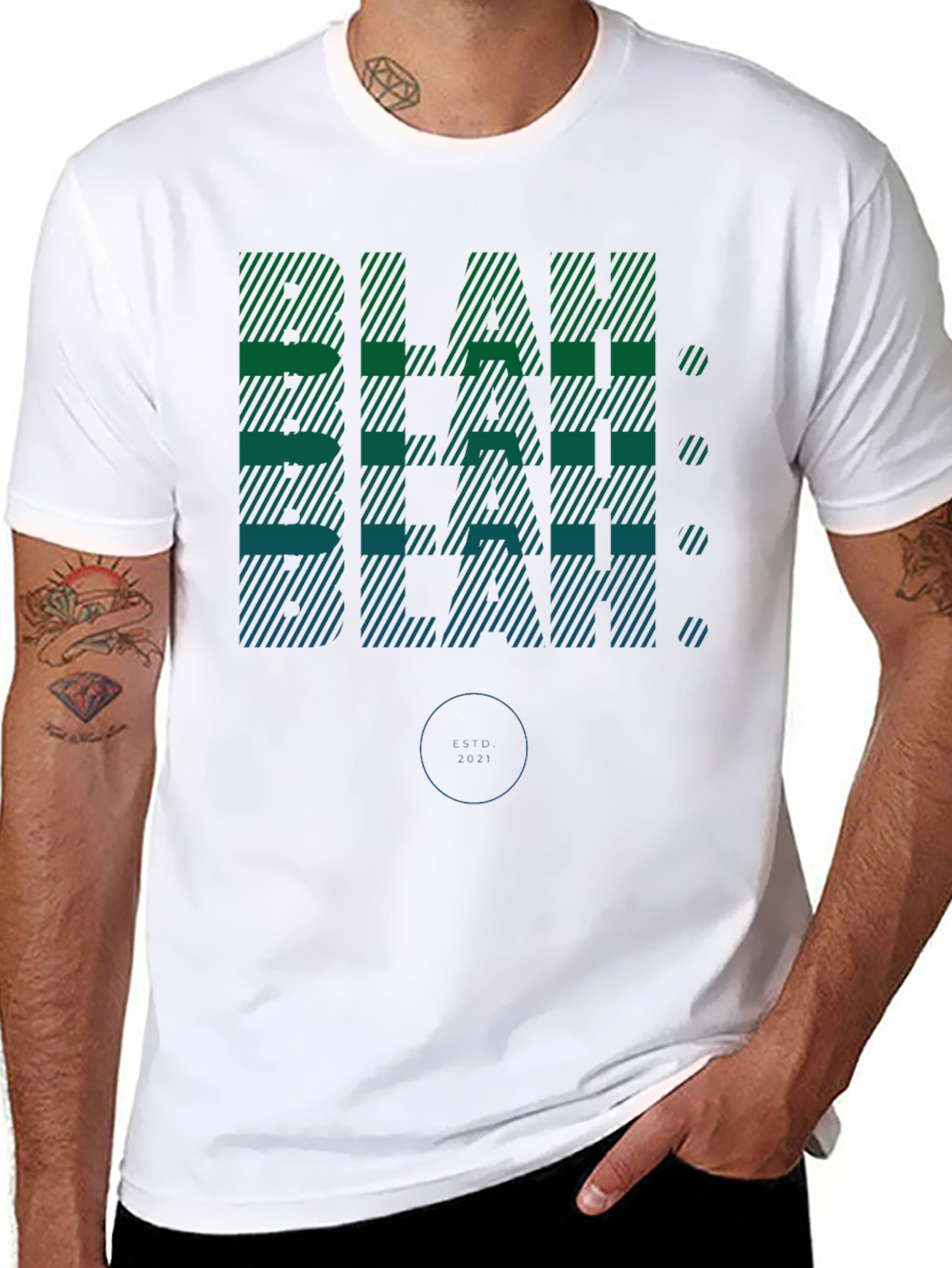 Blah Graphic Print Mens Black T-Shirt