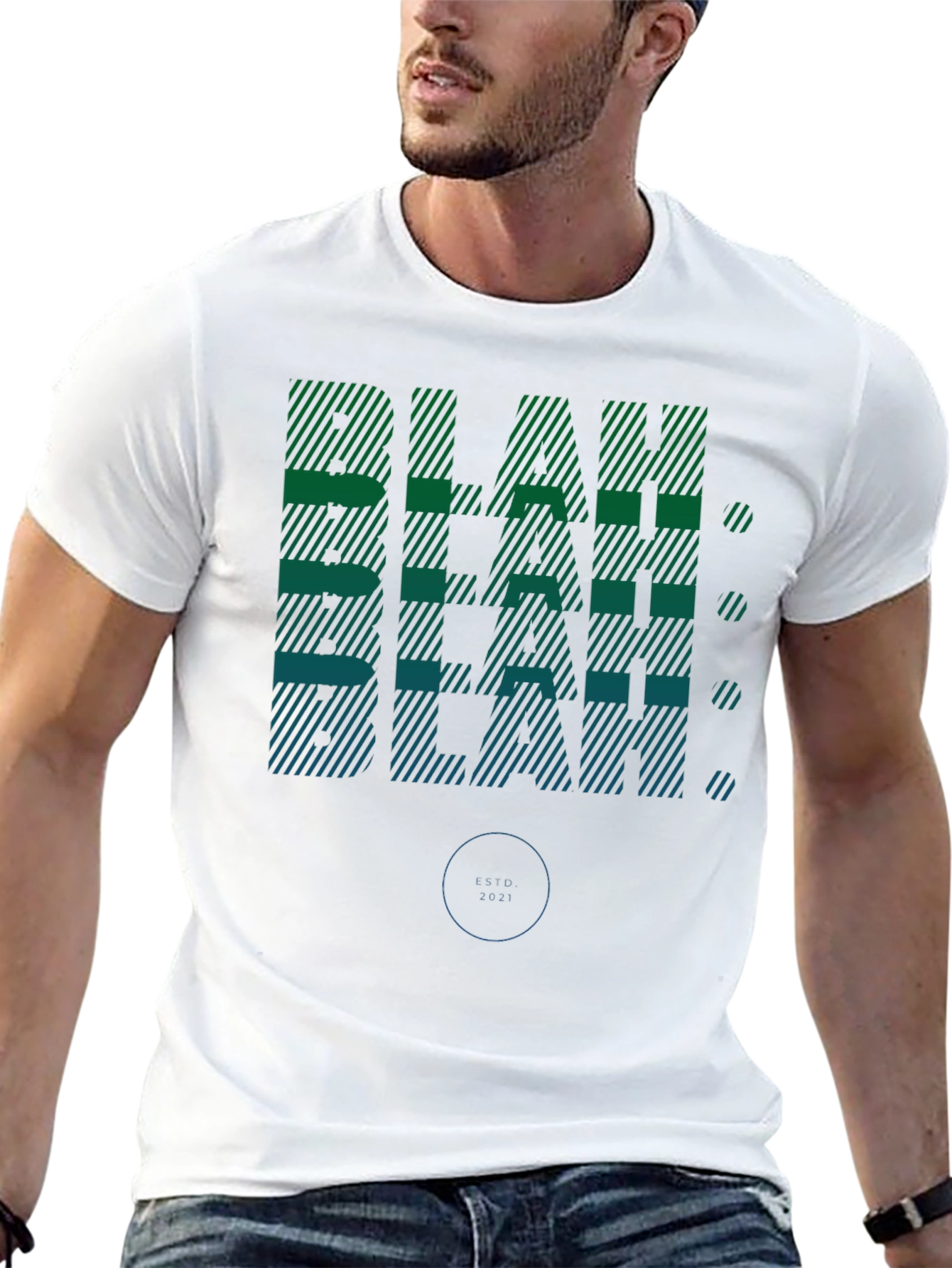 Blah Graphic Print Mens Black T-Shirt