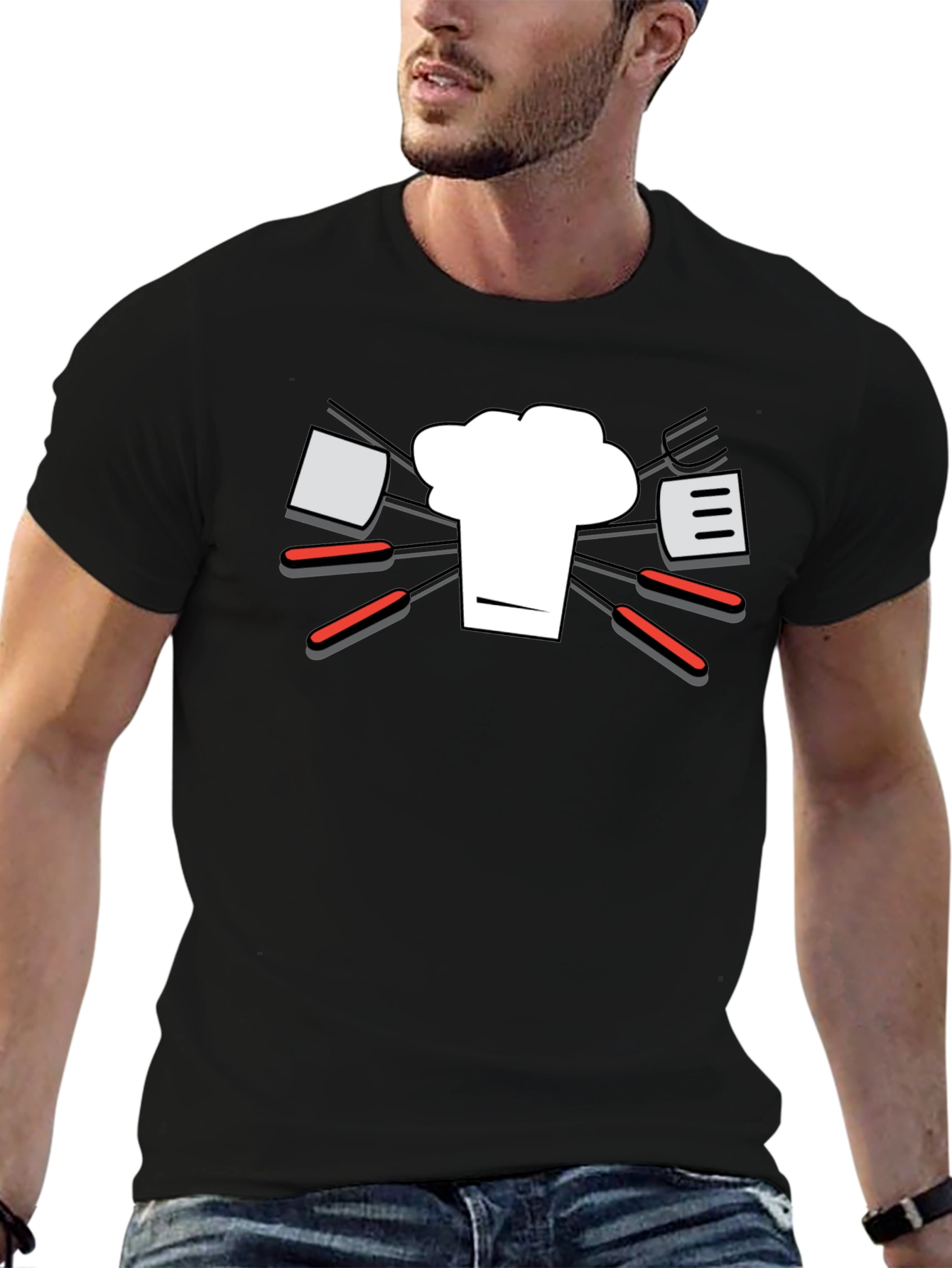 Chef Hat & BBQ Tools Graphic T-Shirt
