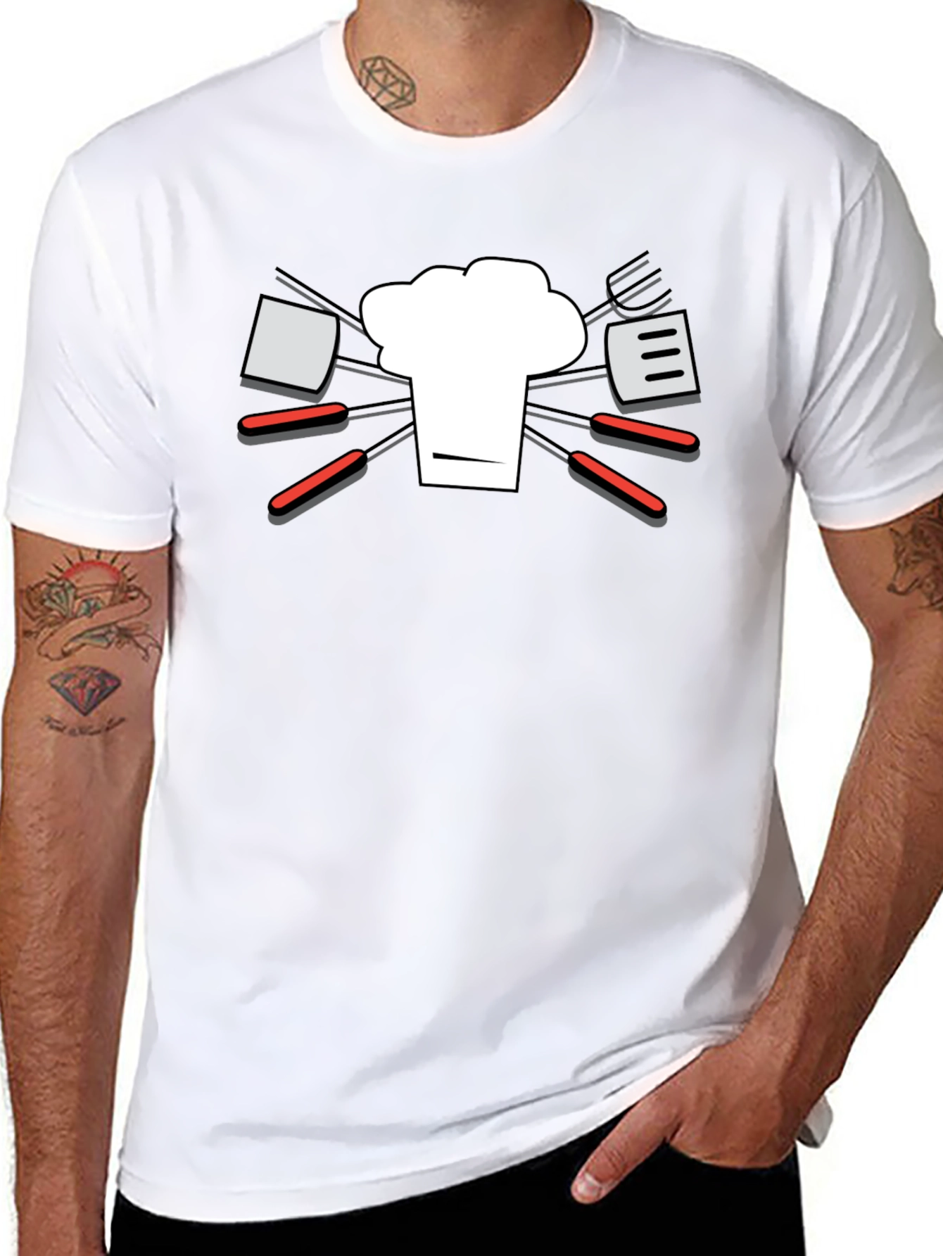 Chef Hat & BBQ Tools Graphic T-Shirt