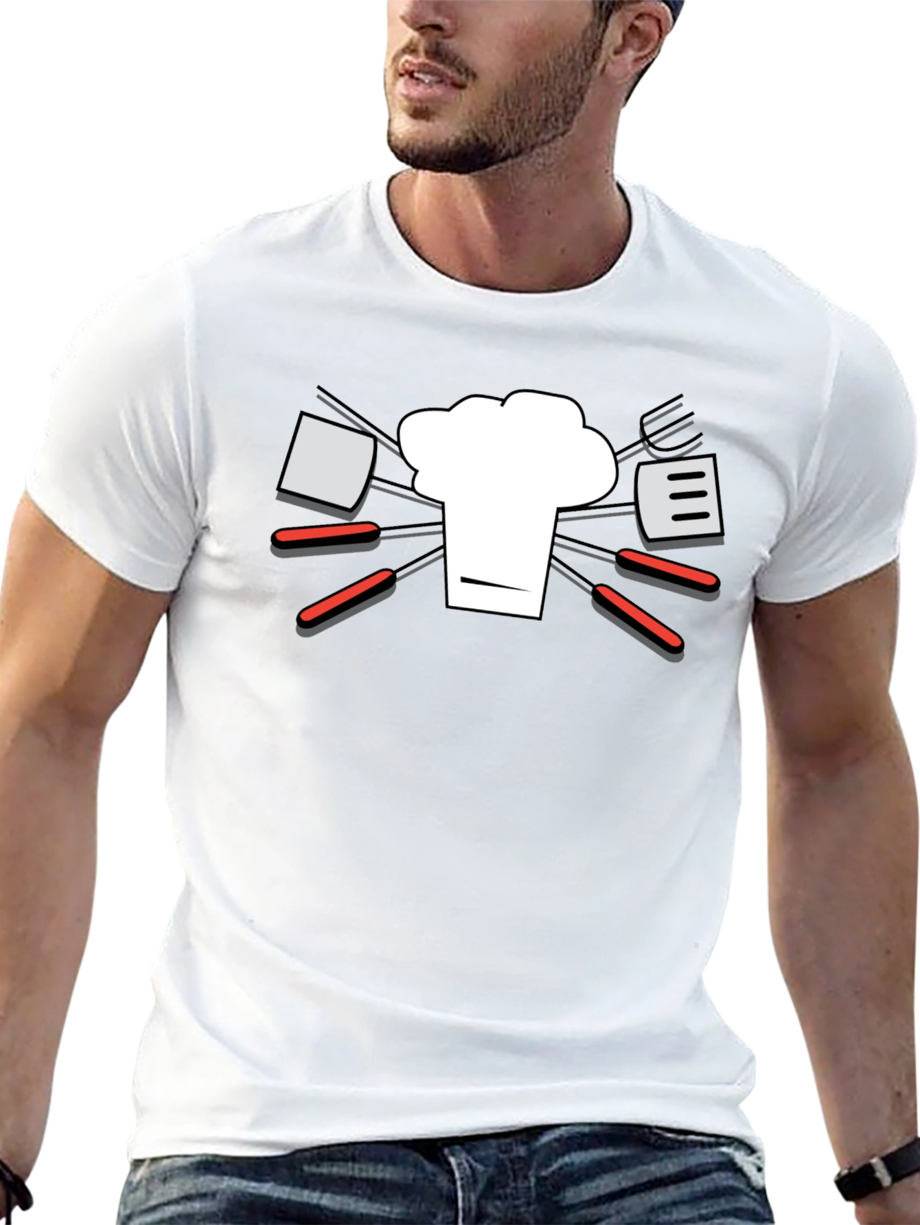 Chef Hat & BBQ Tools Graphic T-Shirt