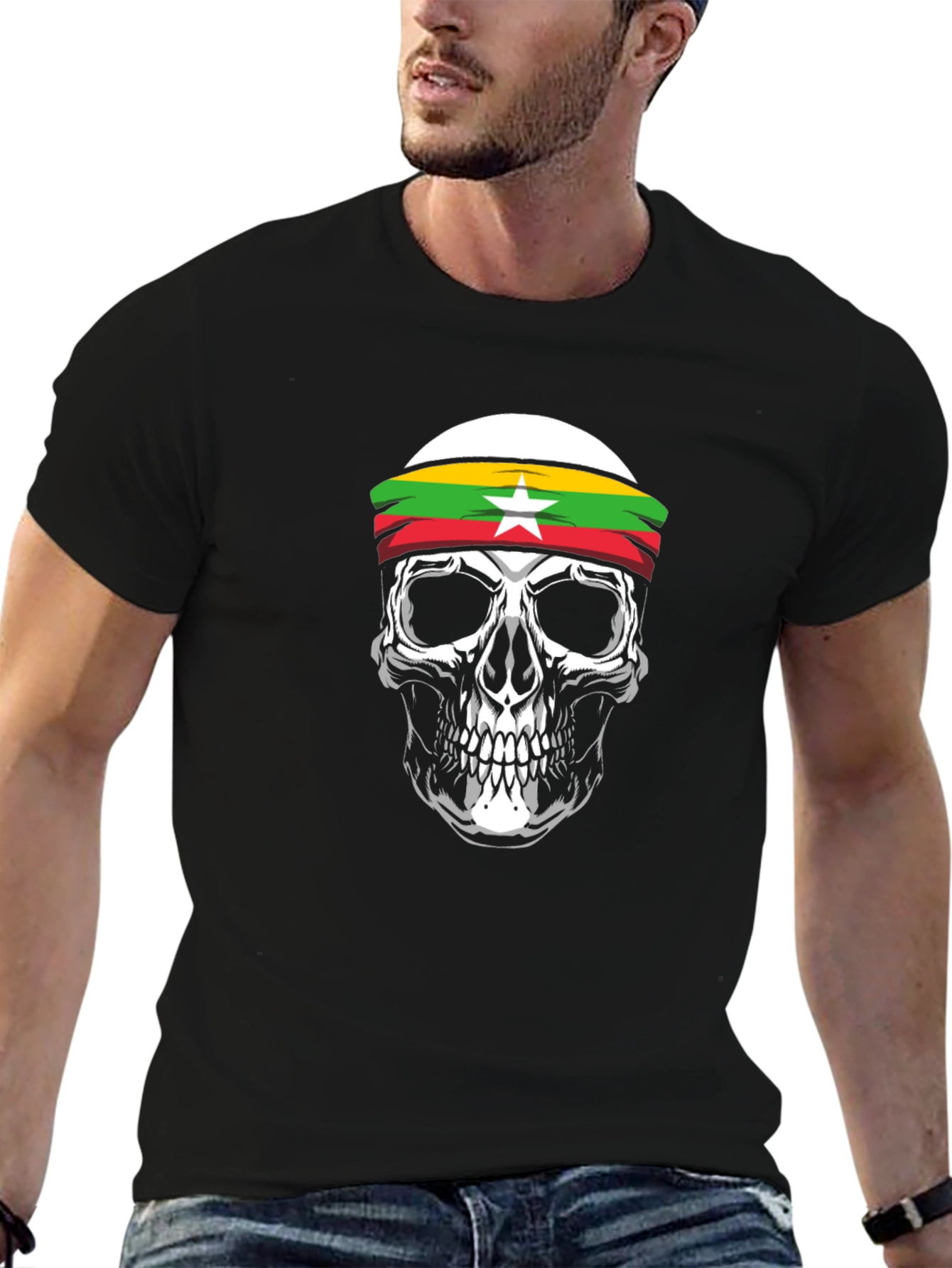 Myanmar Flag Skull T-Shirt