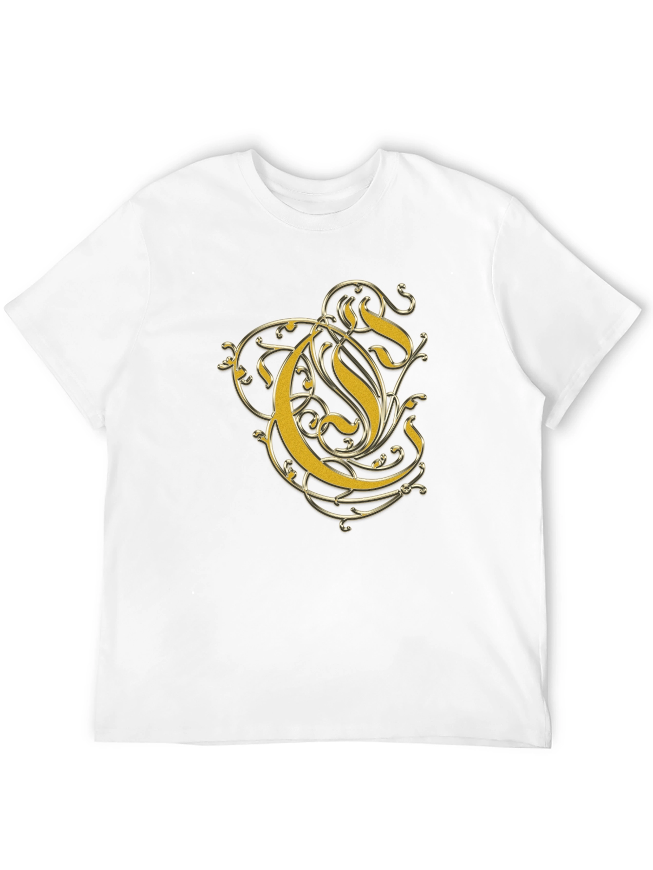 Elegant Gold Letter Graphic Black T-Shirt