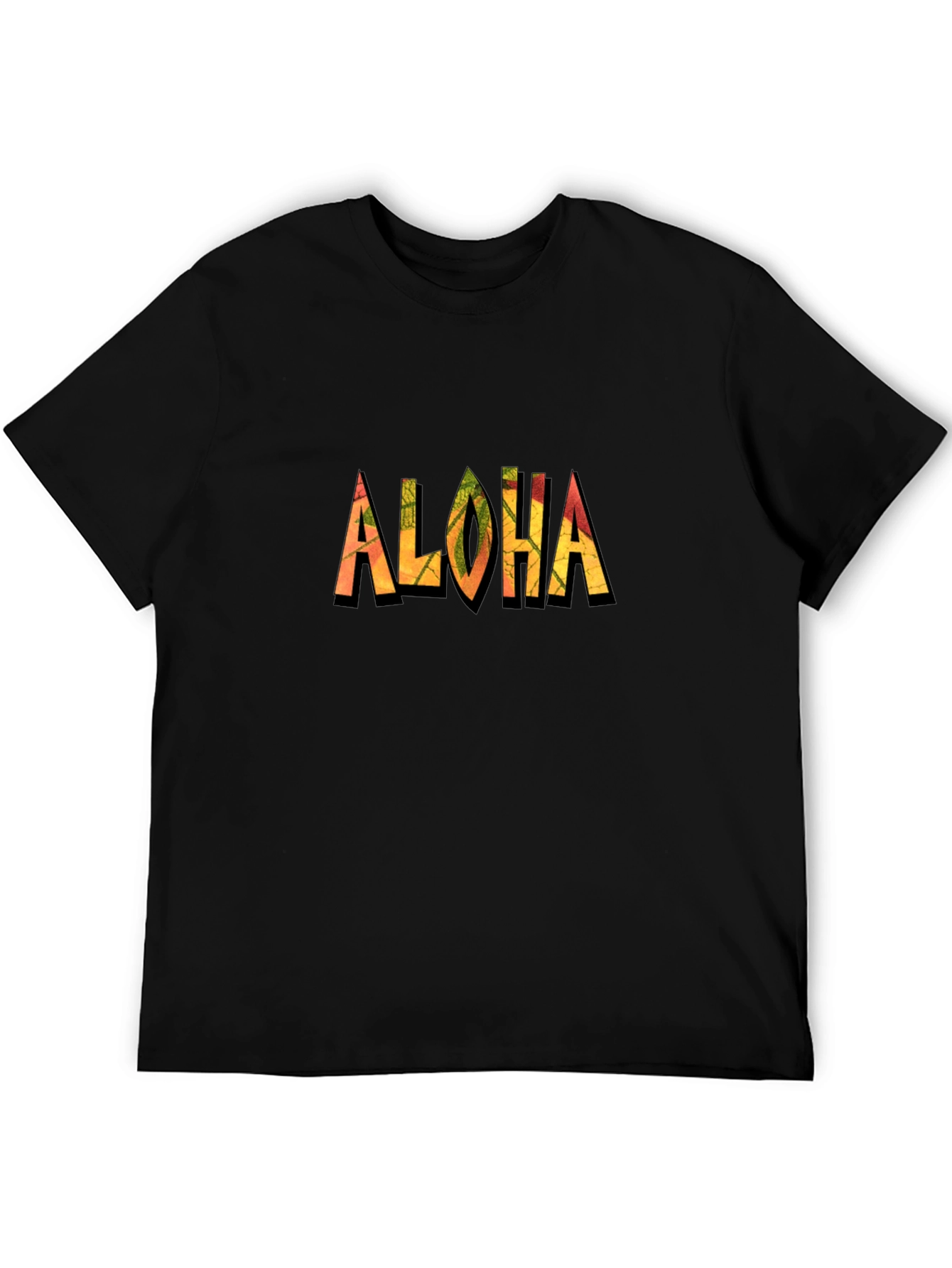 Aloha Tropical Print Black T-Shirt