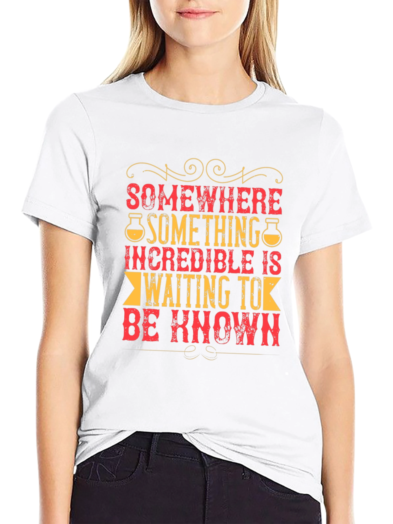 Incredible Waiting T-Shirt - Black Cotton Blend Casual Tee