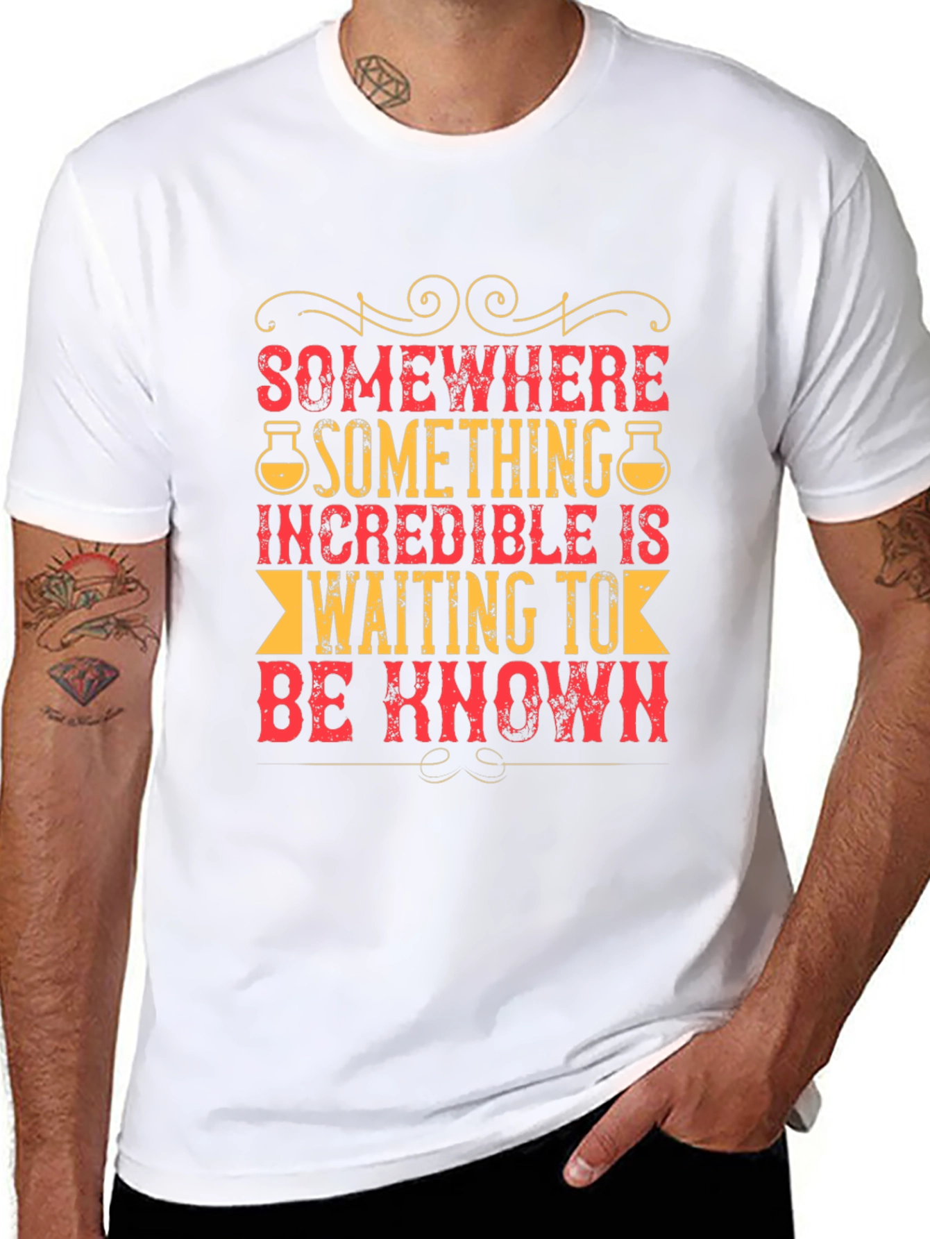 Incredible Waiting T-Shirt - Black Cotton Blend Casual Tee