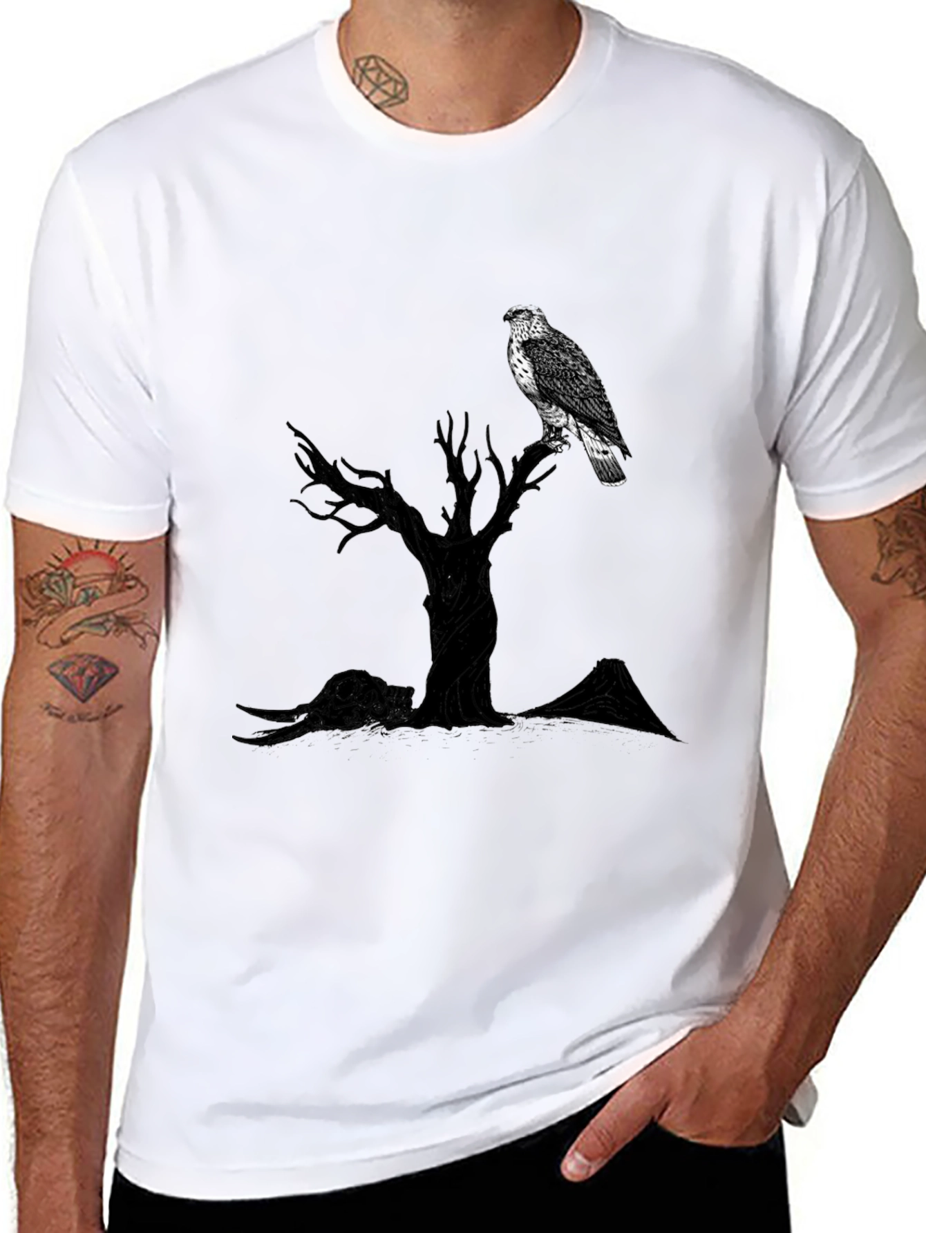 Eagle Tree Graphic Tee - Stylish Mens Black T-Shirt