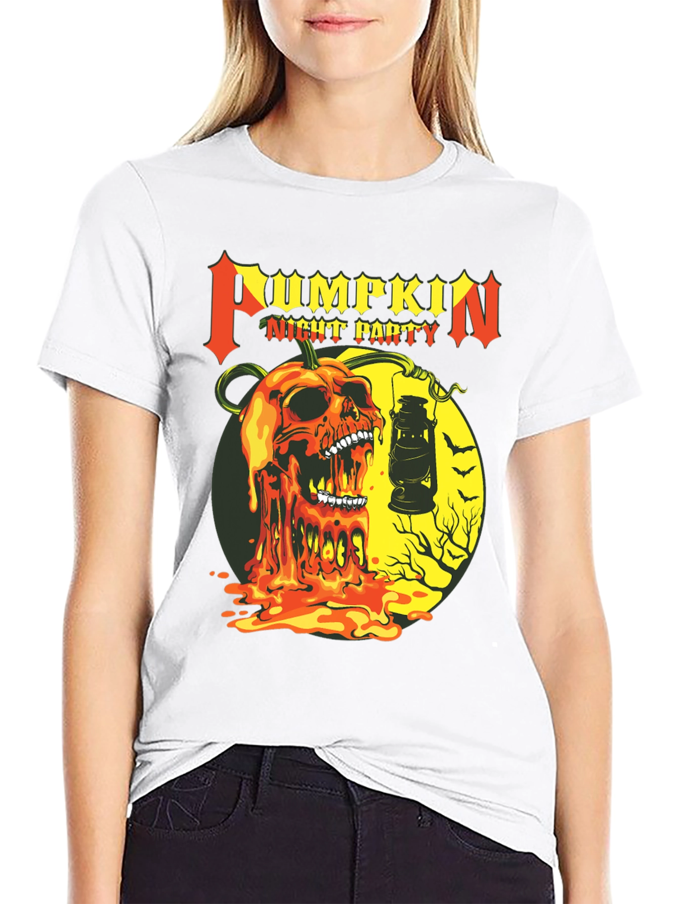 Pumpkin Night Party Black Graphic Tee
