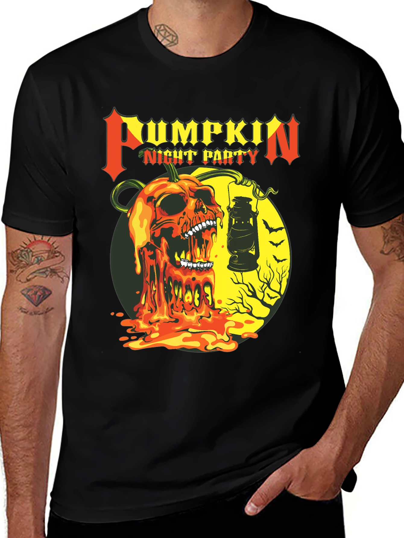Pumpkin Night Party Black Graphic Tee
