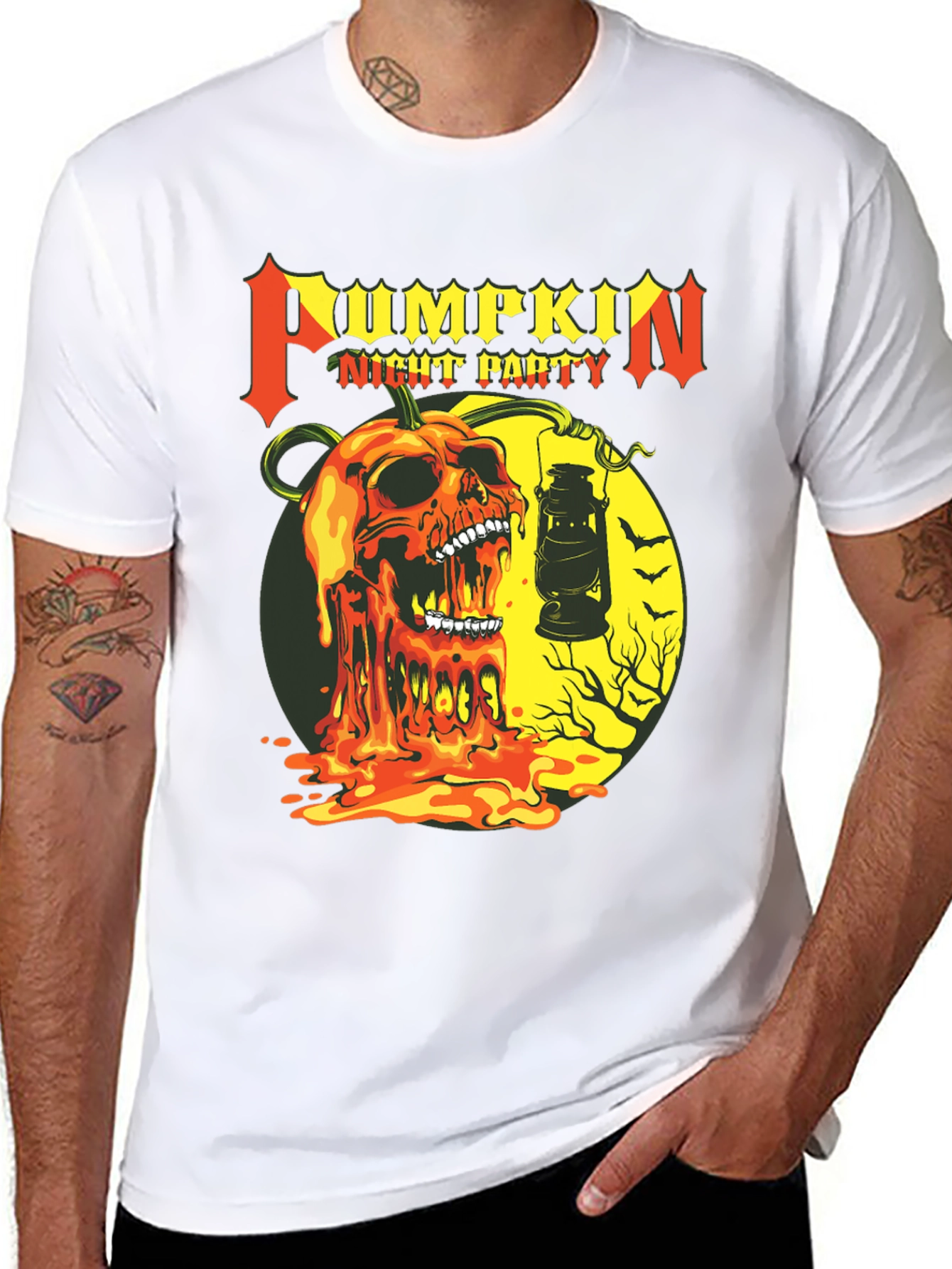 Pumpkin Night Party Black Graphic Tee