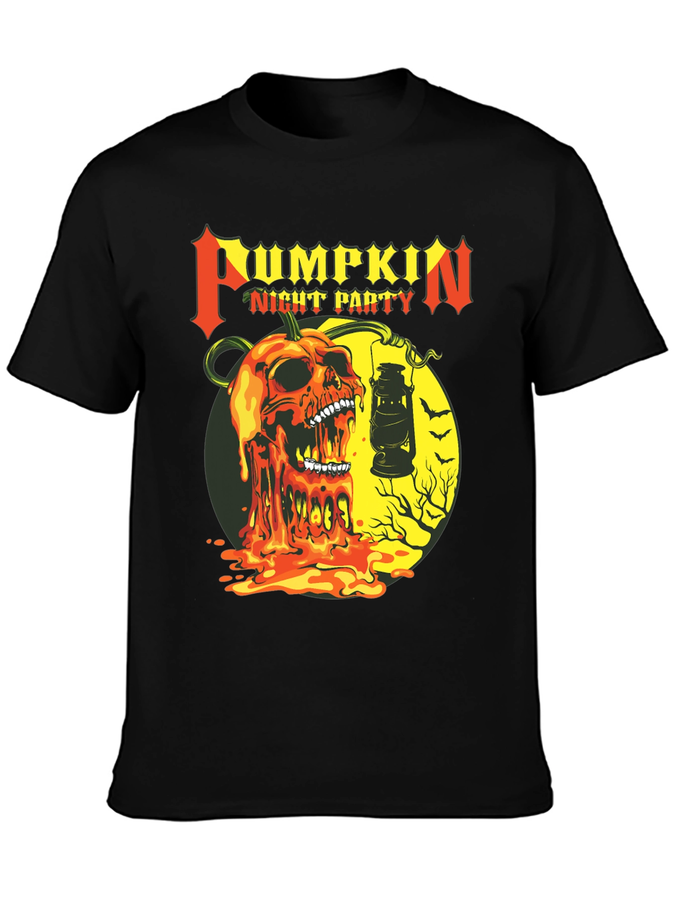 Pumpkin Night Party Black Graphic Tee
