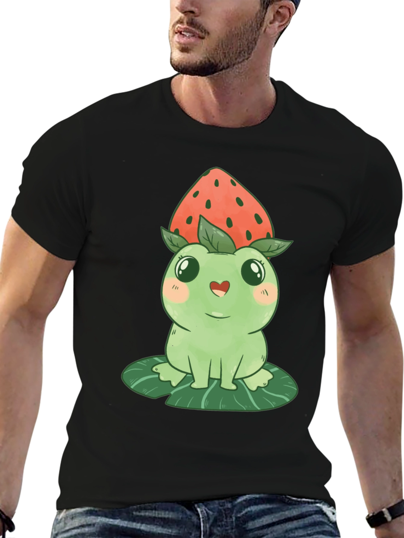 Cute Kawaii Frog Strawberry Hat T-Shirt