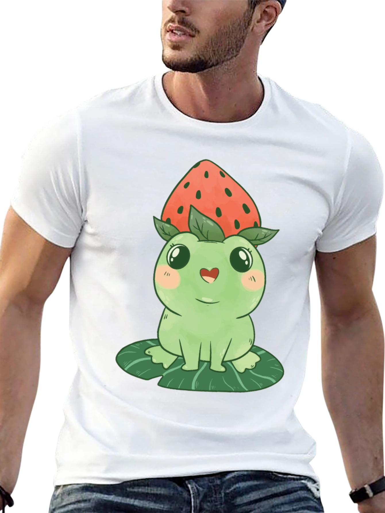 Cute Kawaii Frog Strawberry Hat T-Shirt
