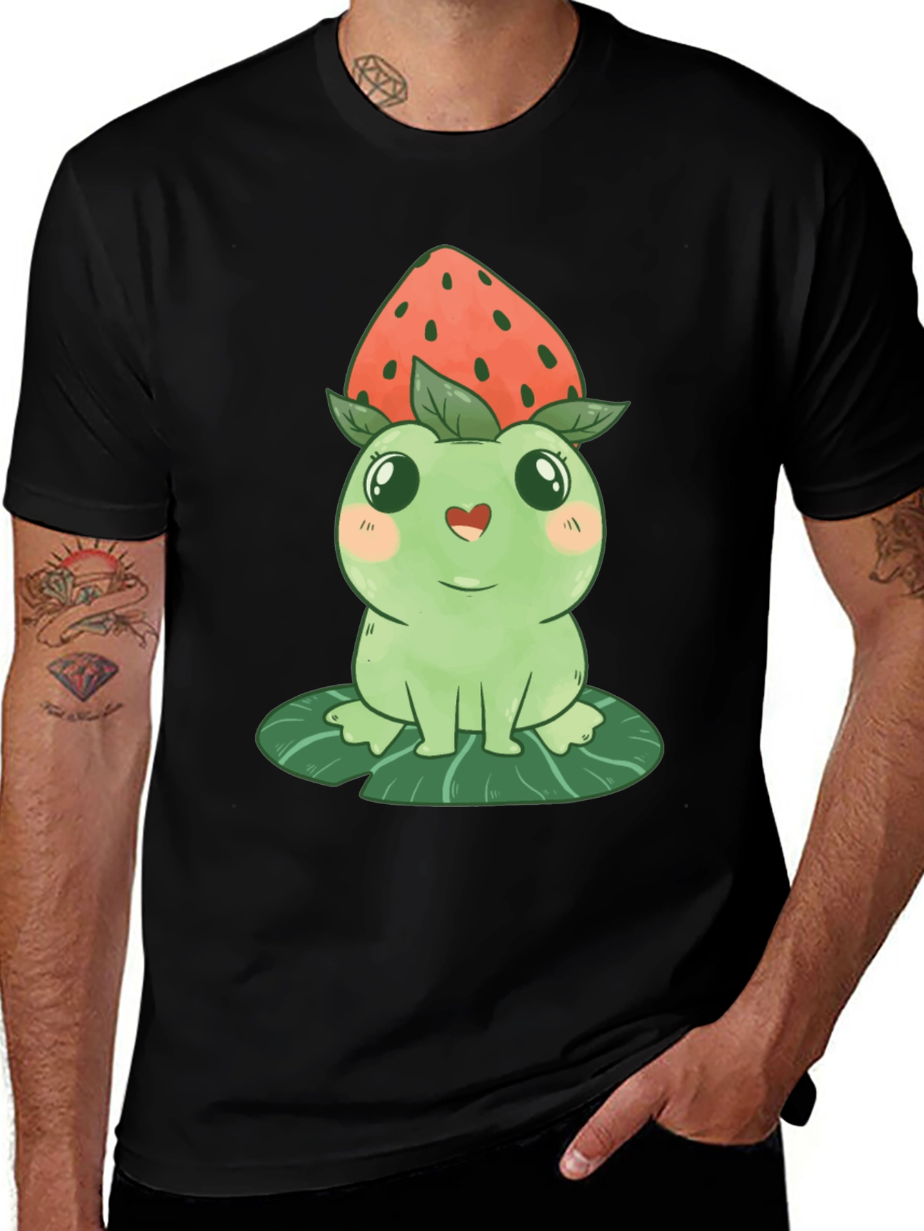 Cute Kawaii Frog Strawberry Hat T-Shirt