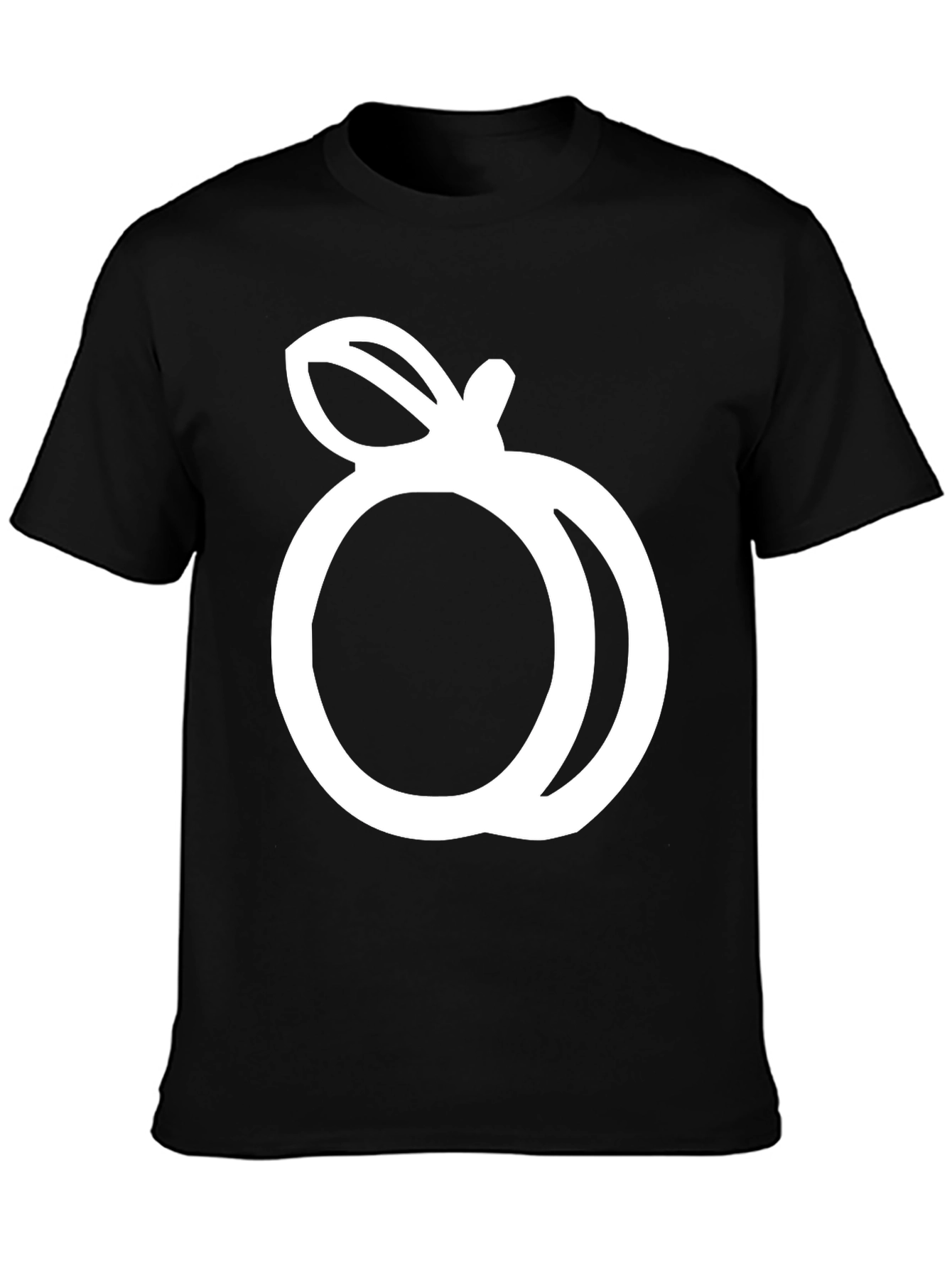 Black T-Shirt with White Peach Graphic