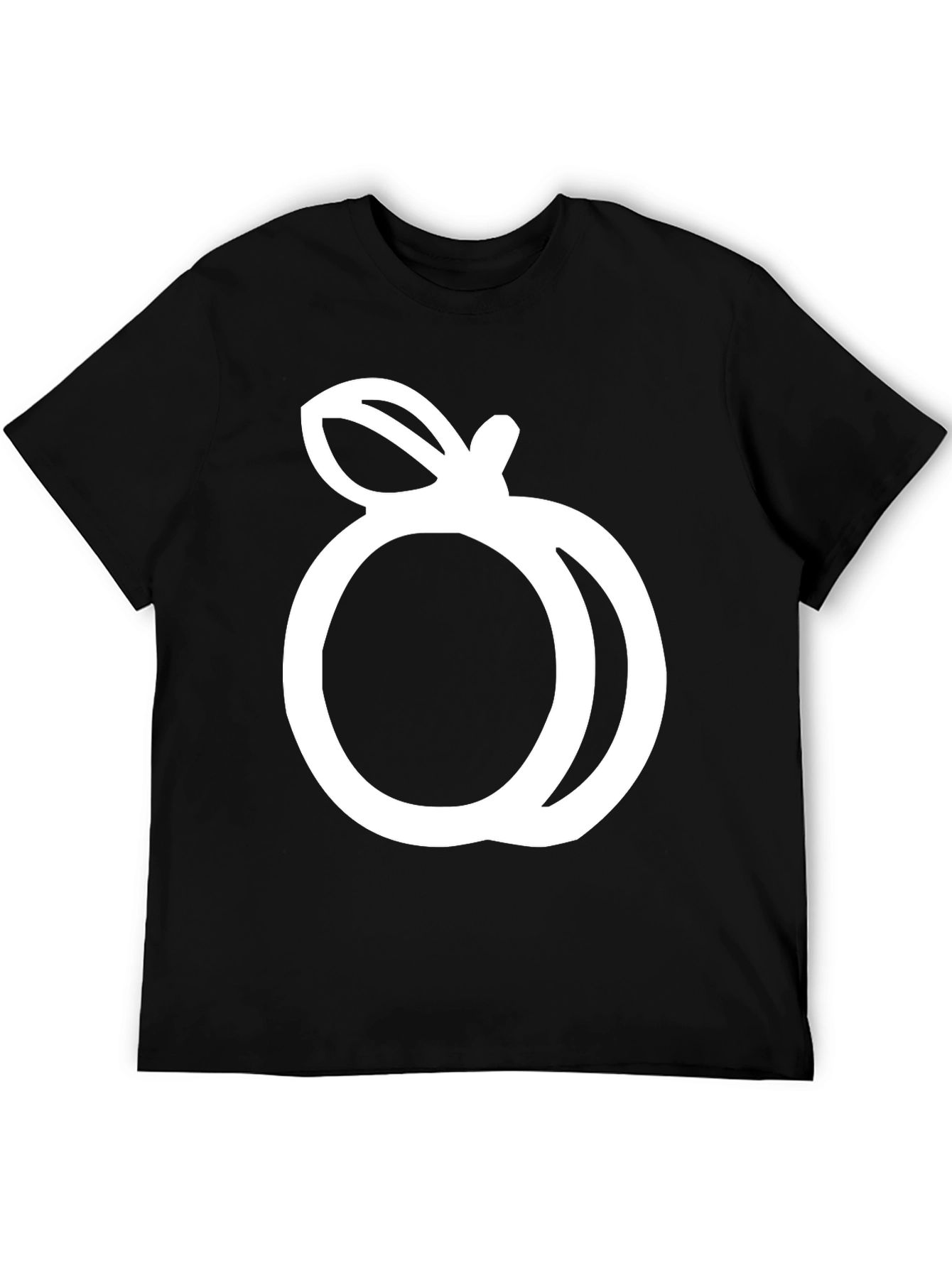 Black T-Shirt with White Peach Graphic