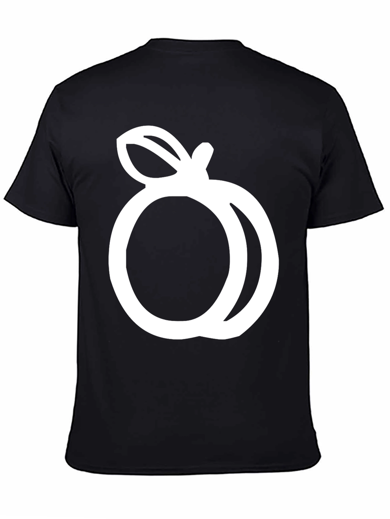 Black T-Shirt with White Peach Graphic