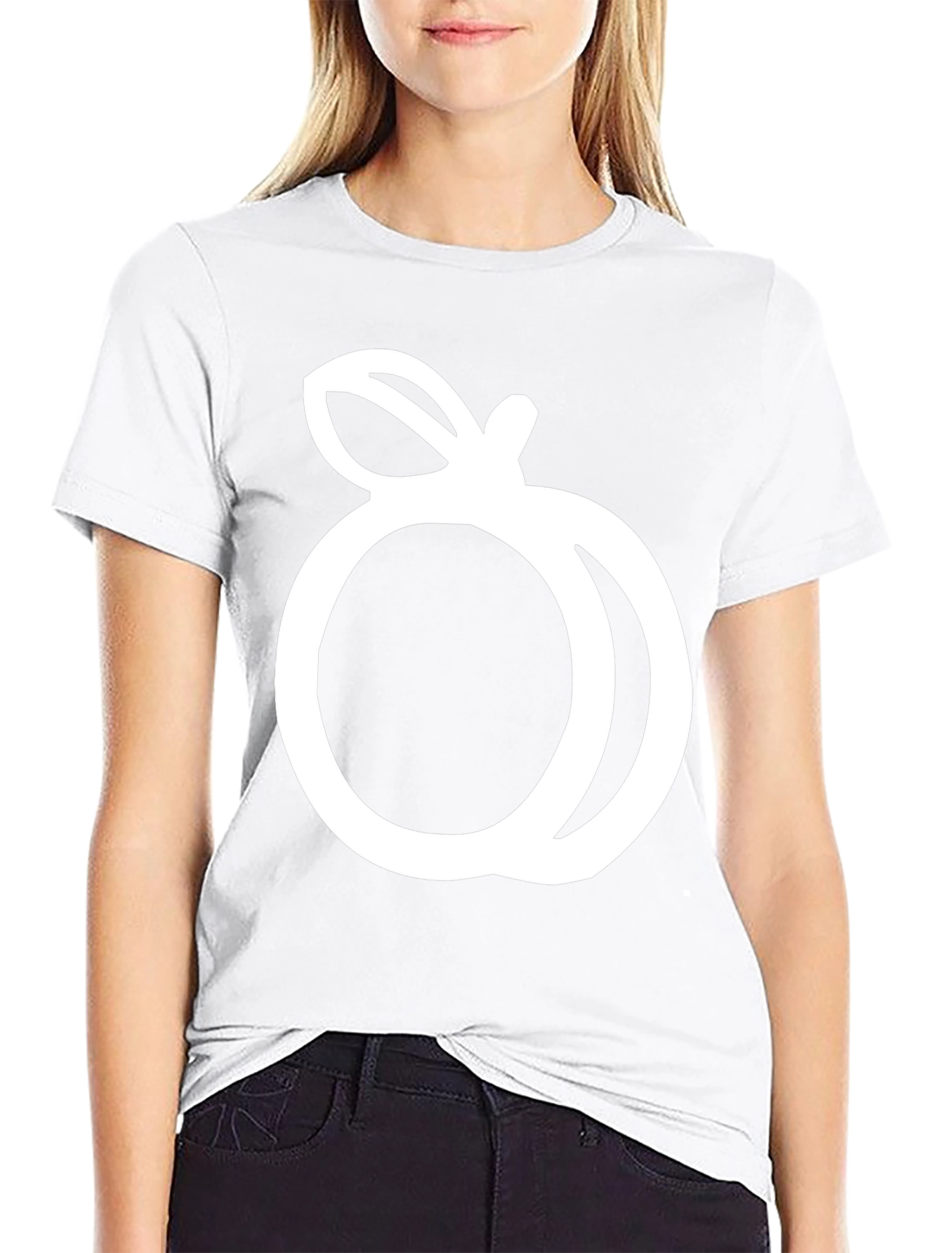 Black T-Shirt with White Peach Graphic