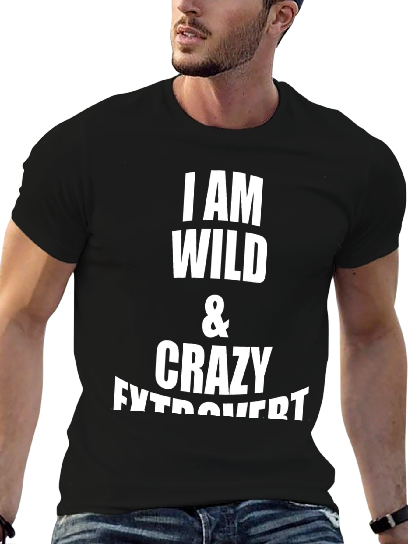 Wild & Crazy Extrovert Black Graphic Tee