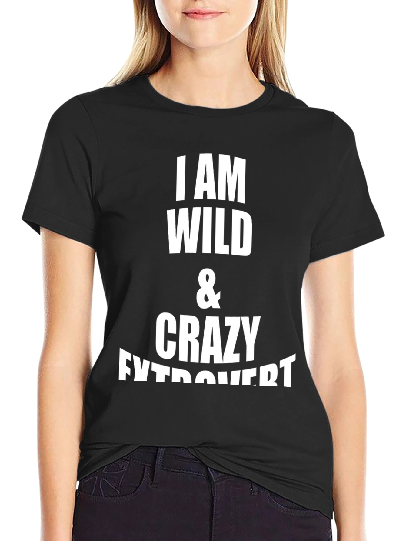 Wild & Crazy Extrovert Black Graphic Tee