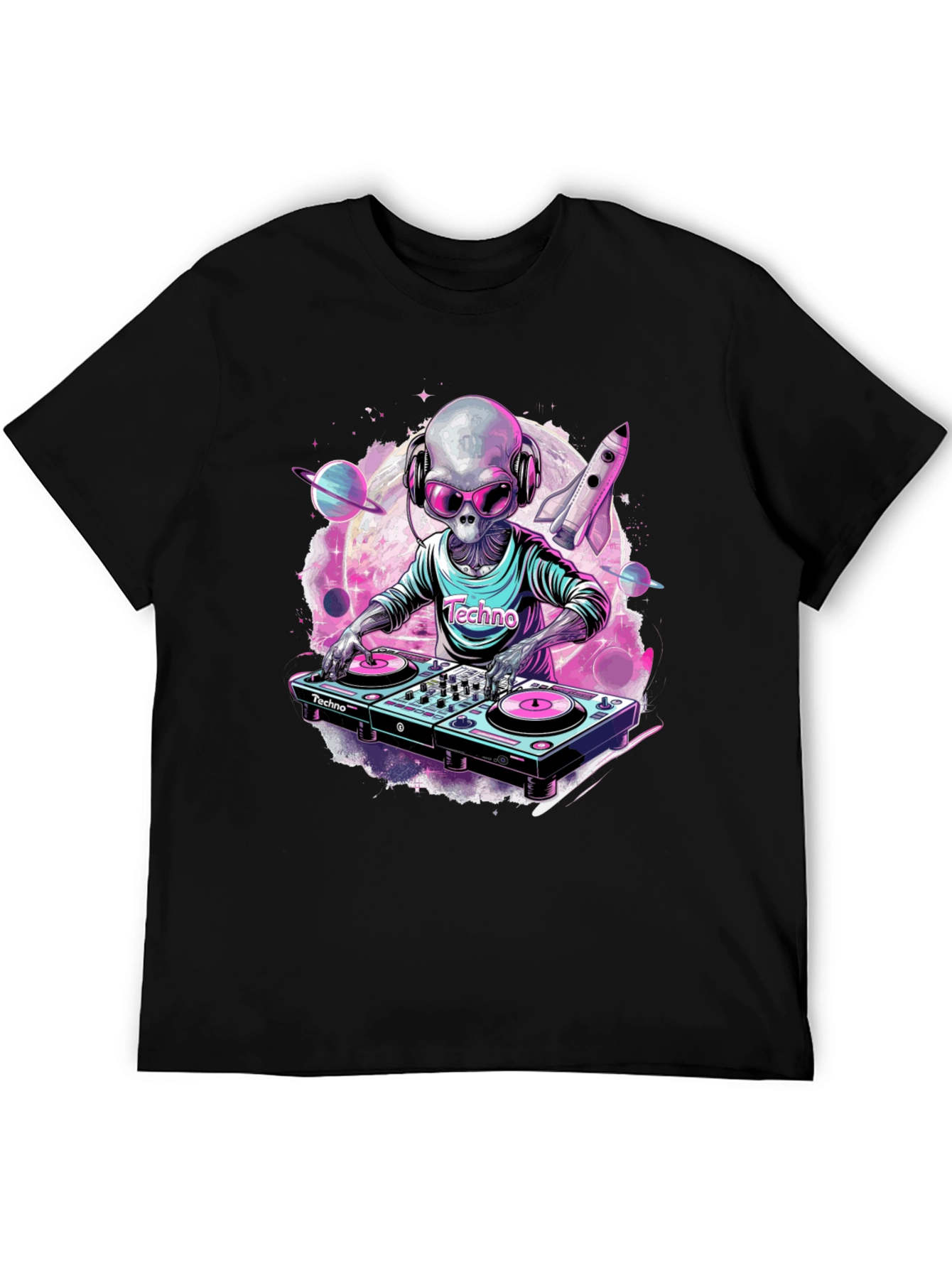 Techno Alien DJ Graphic T-Shirt