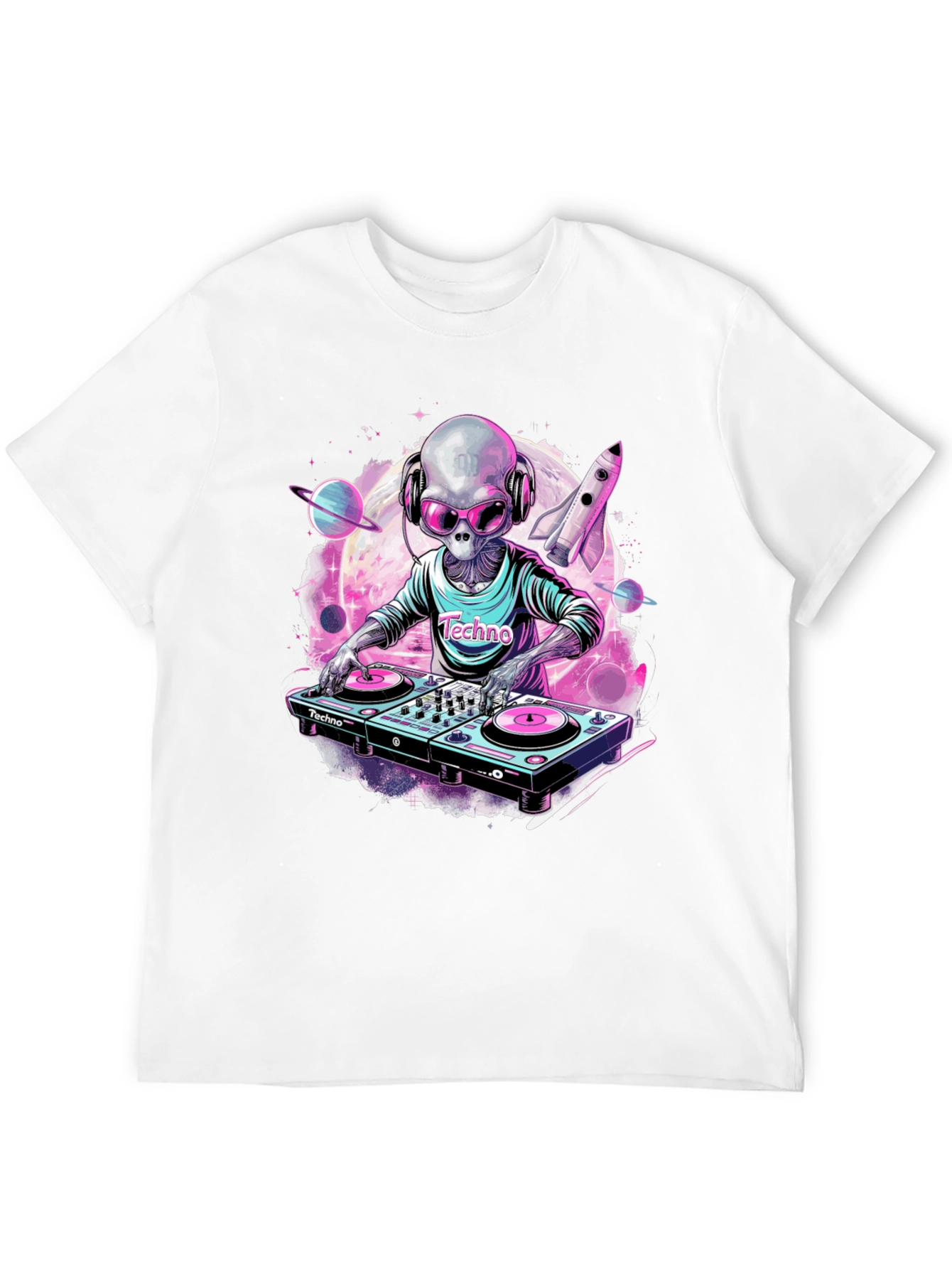 Techno Alien DJ Graphic T-Shirt