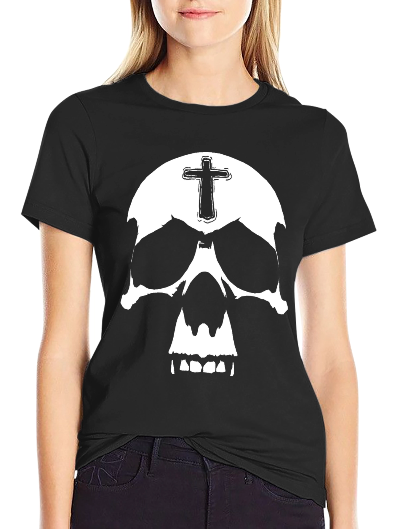 Skull & Cross Graphic T-Shirt - Black