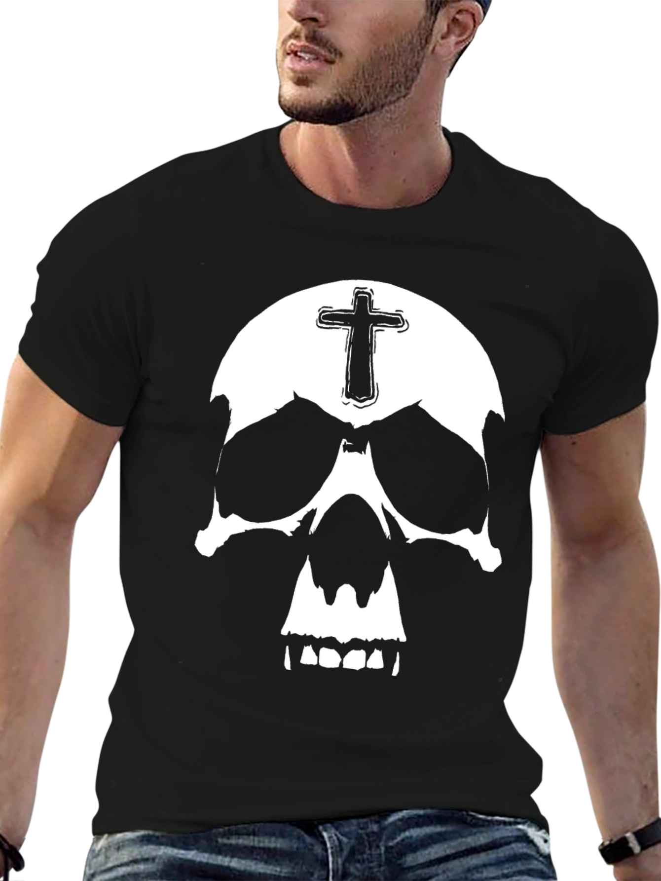 Skull & Cross Graphic T-Shirt - Black