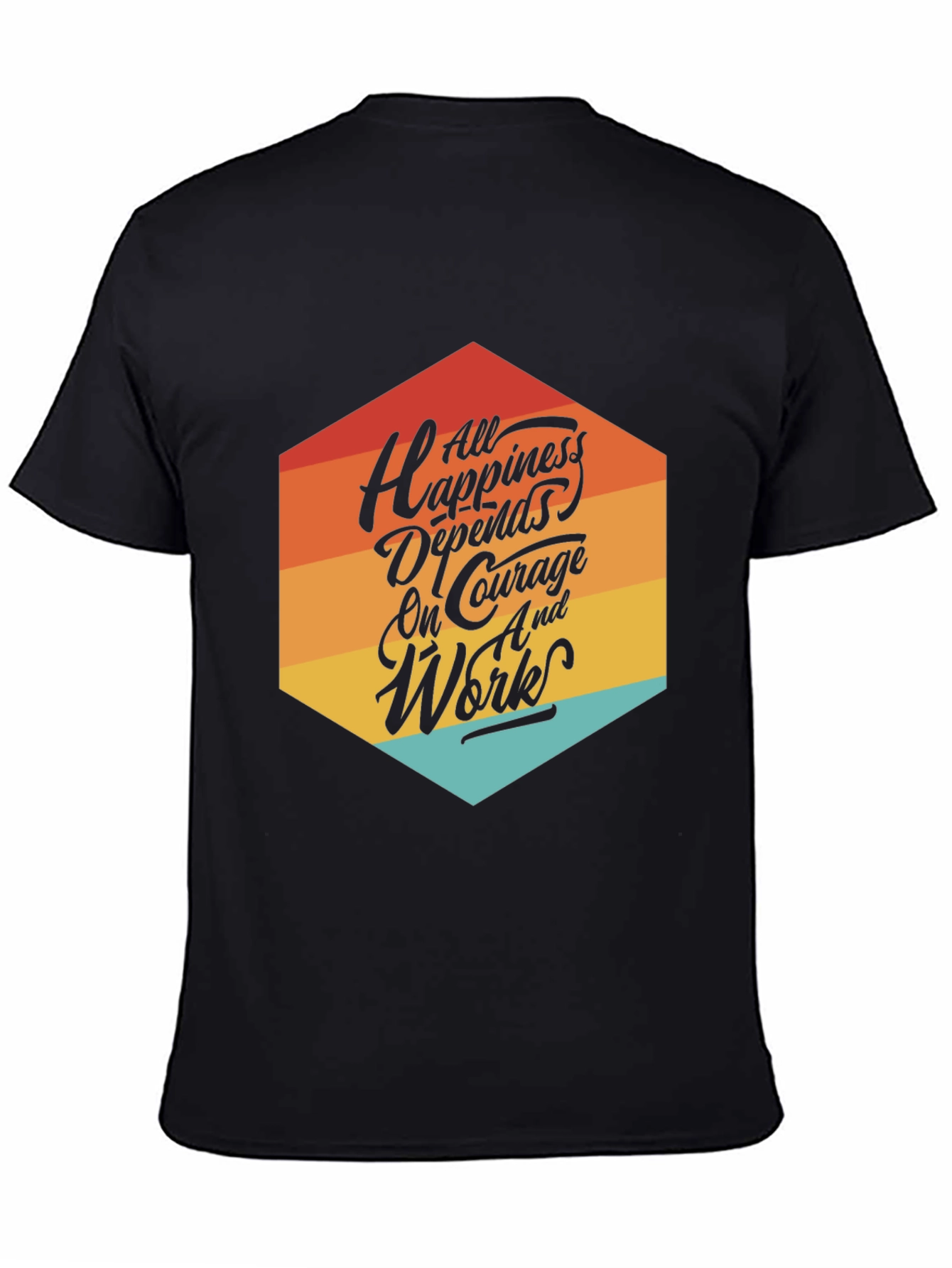 Motivational T-Shirt: All Happiness Depends on Courage