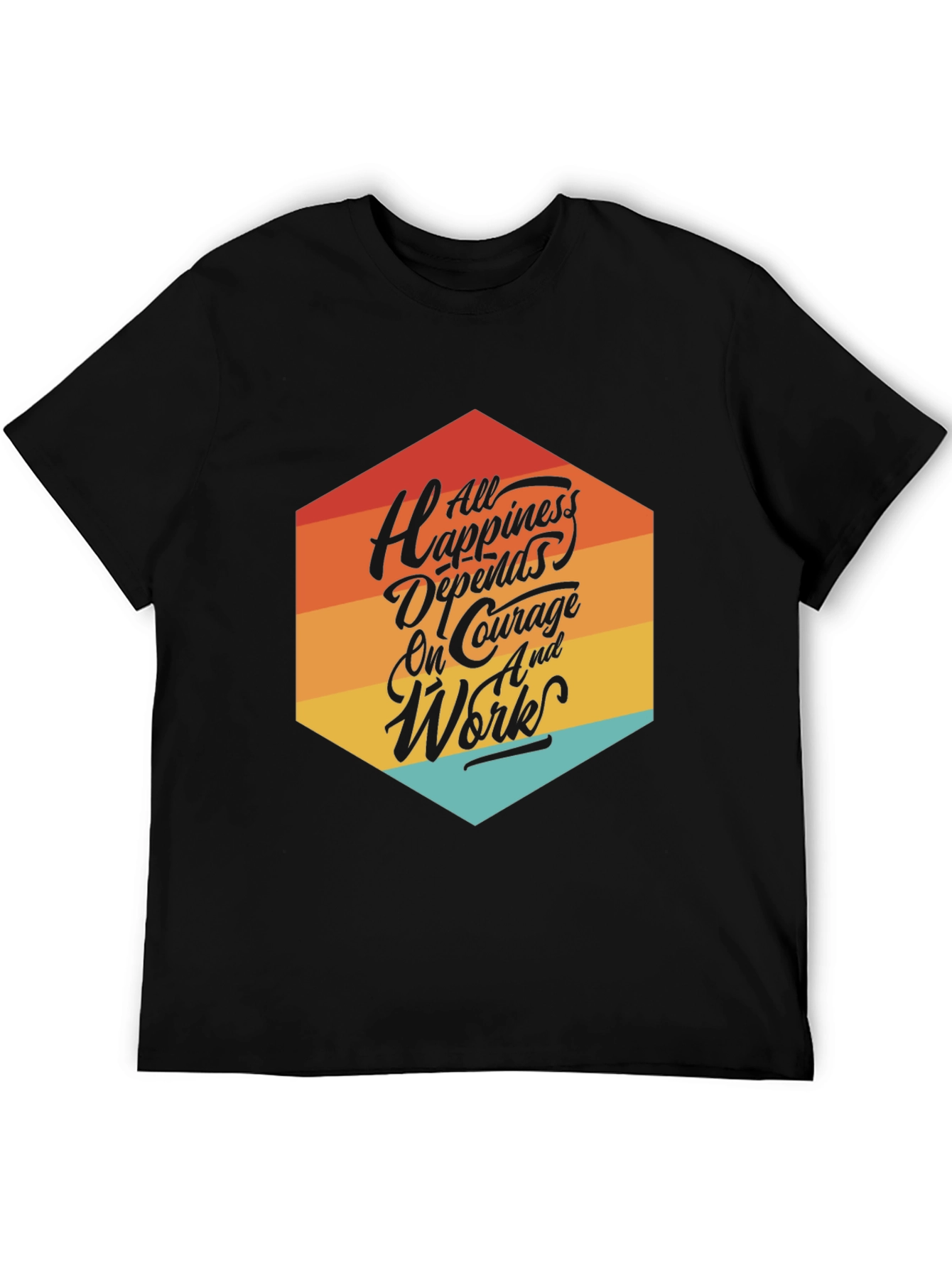 Motivational T-Shirt: All Happiness Depends on Courage