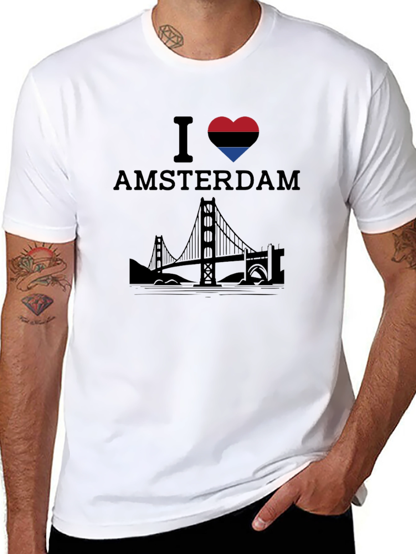 I Heart Amsterdam Graphic Tee - Black