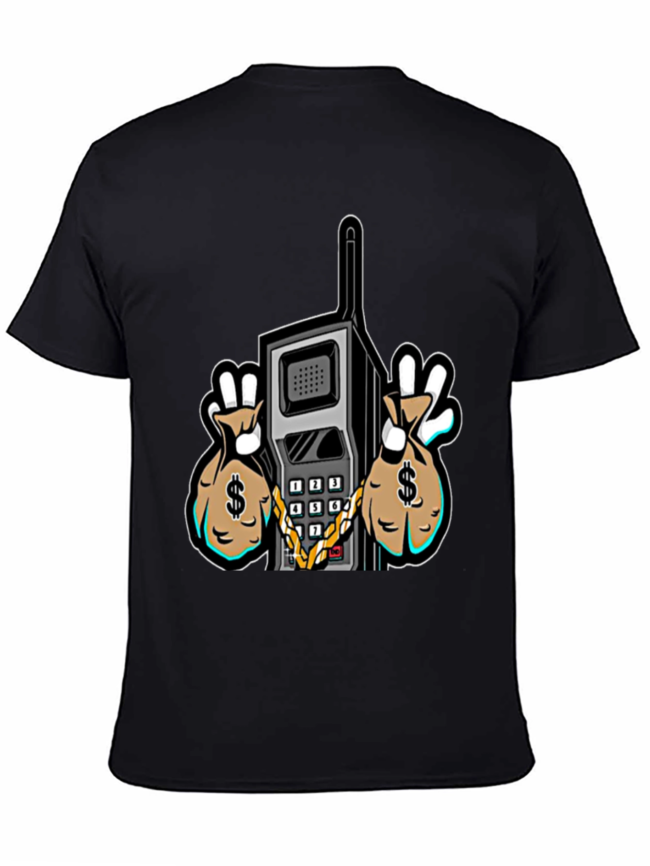 Retro Brick Phone Money Bags Graphic Tee