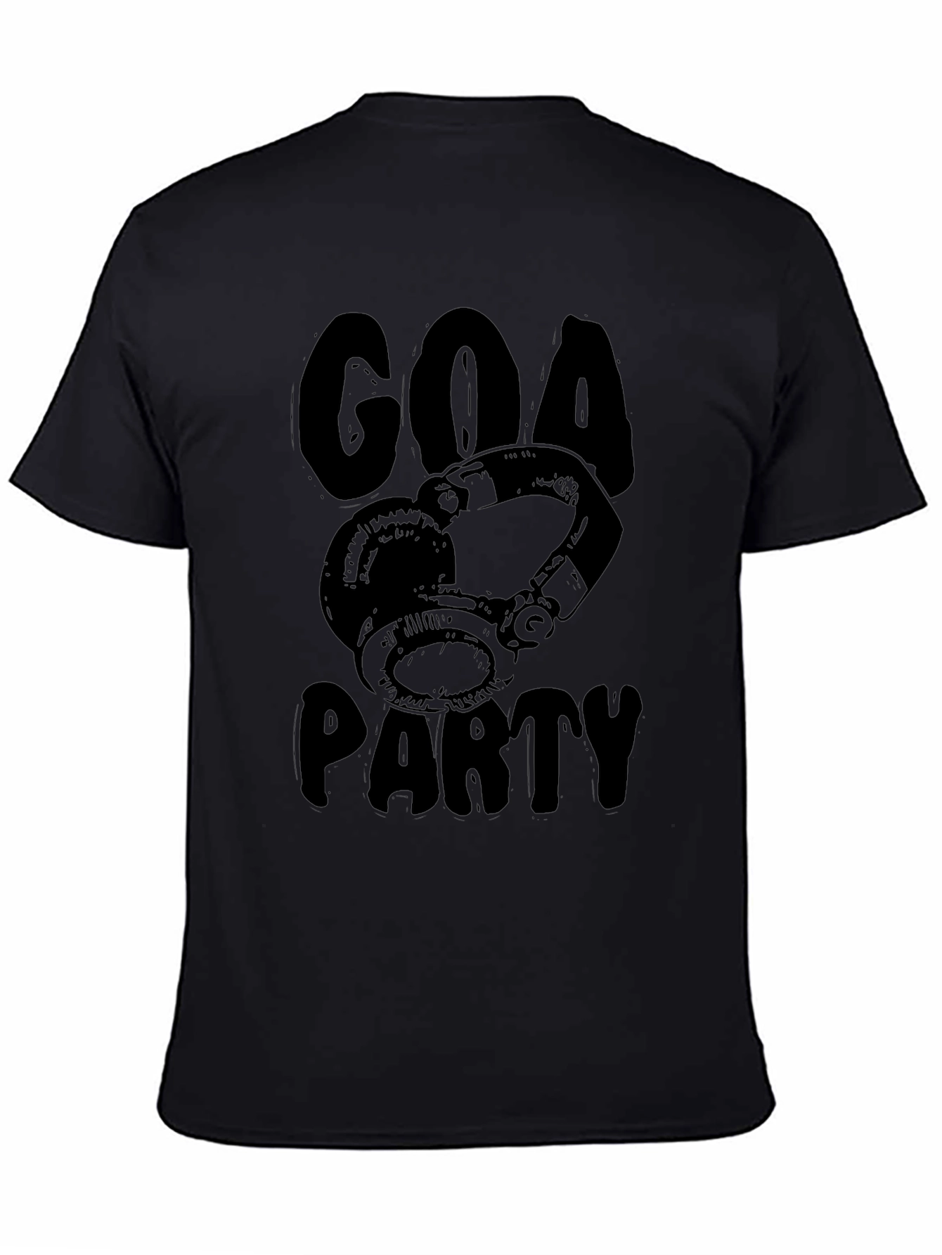 Goa Party Black Graphic T-Shirt - Headphones Design