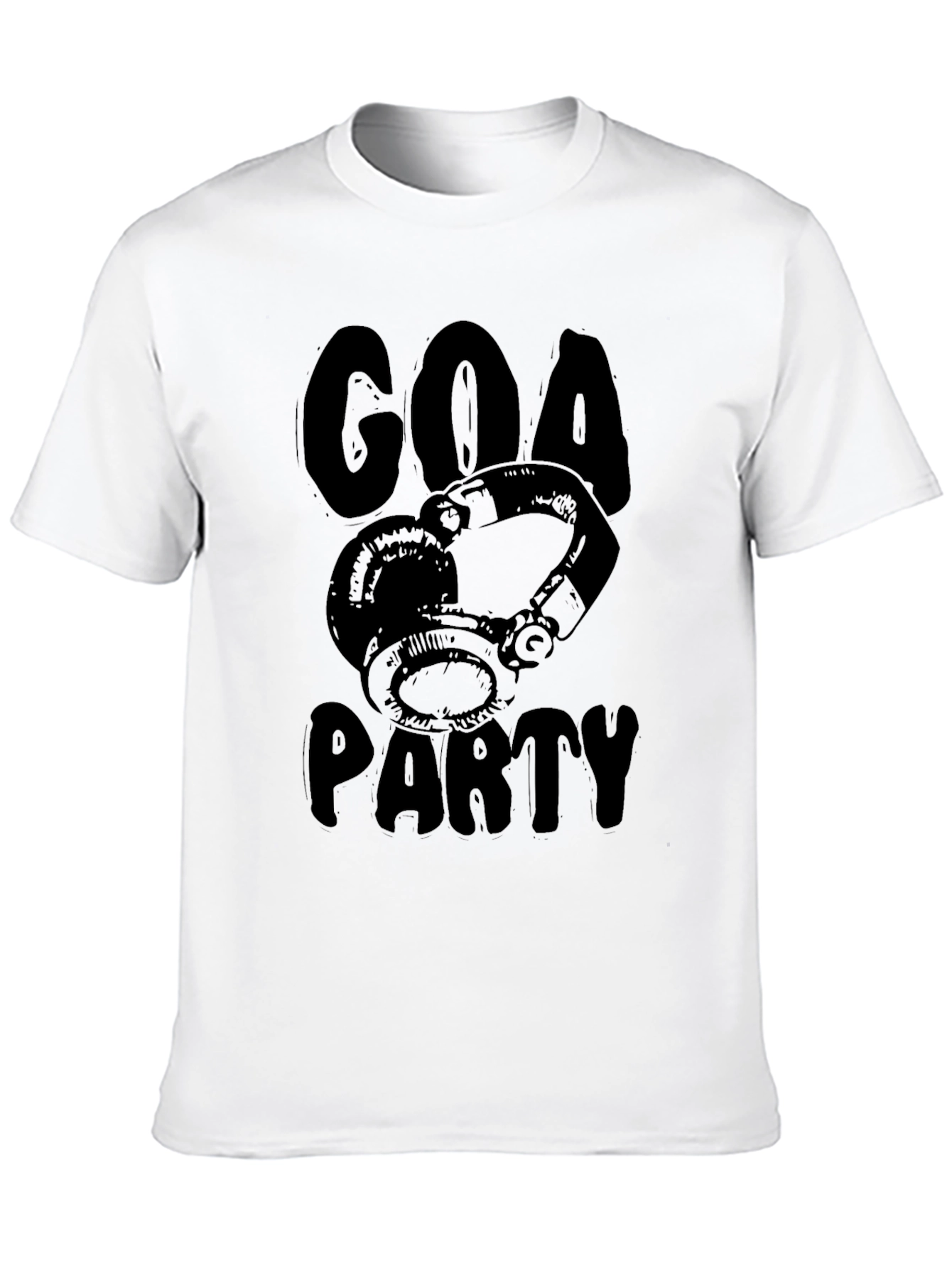 Goa Party Black Graphic T-Shirt - Headphones Design