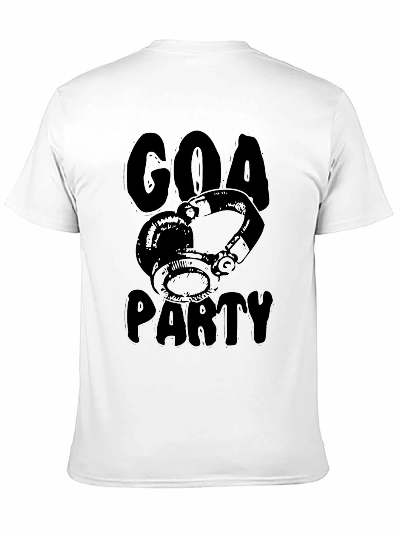 Goa Party Black Graphic T-Shirt - Headphones Design