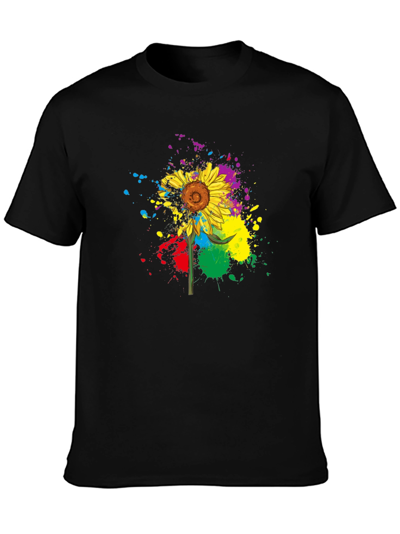 Colorful Sunflower Splatter T-Shirt